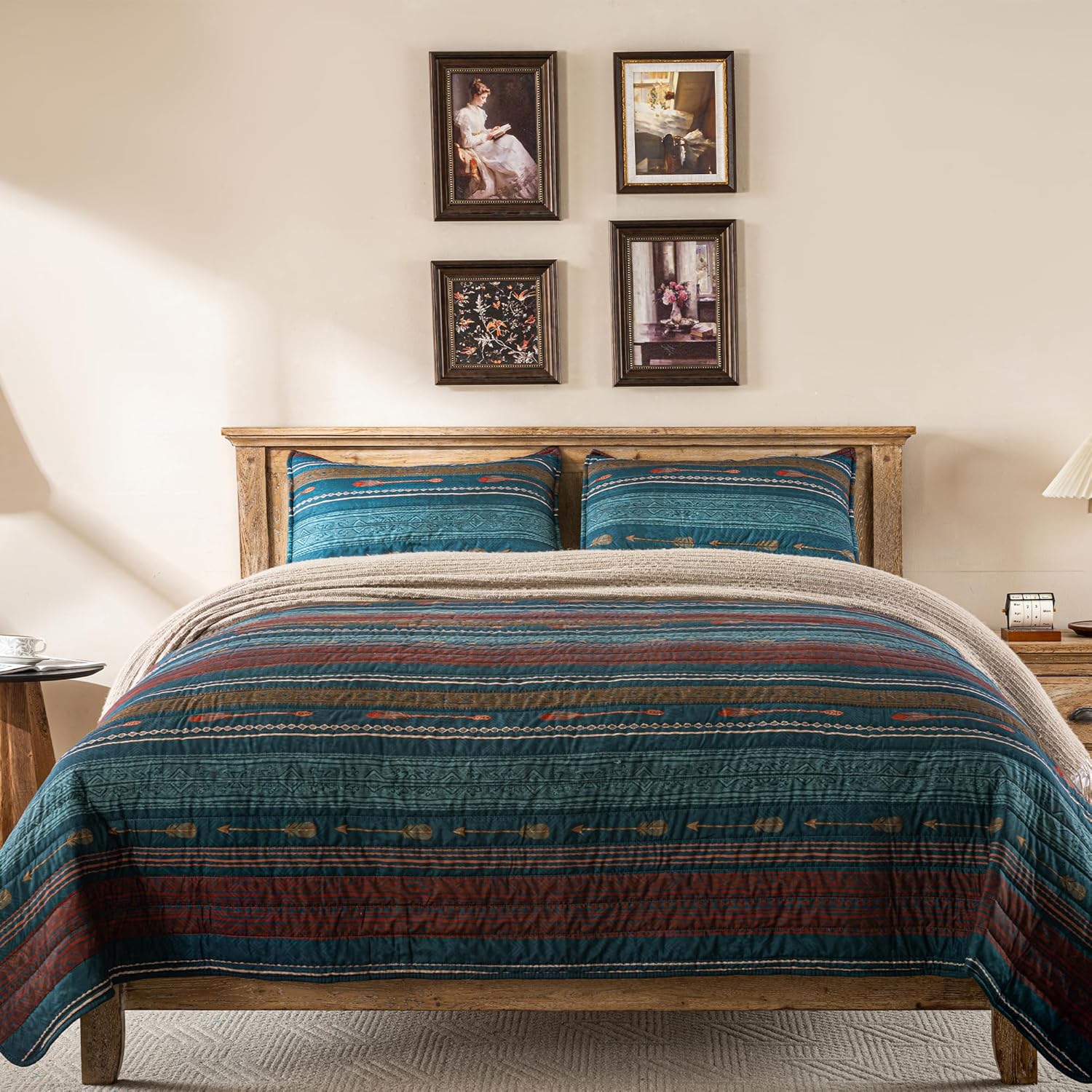 LIRISDOM Bohemian Quilt Set Queen Size 3 Piece 1
