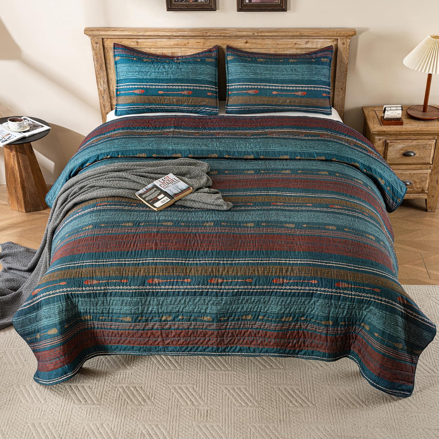 LIRISDOM Bohemian Quilt Set Queen Size 3 Piece 1