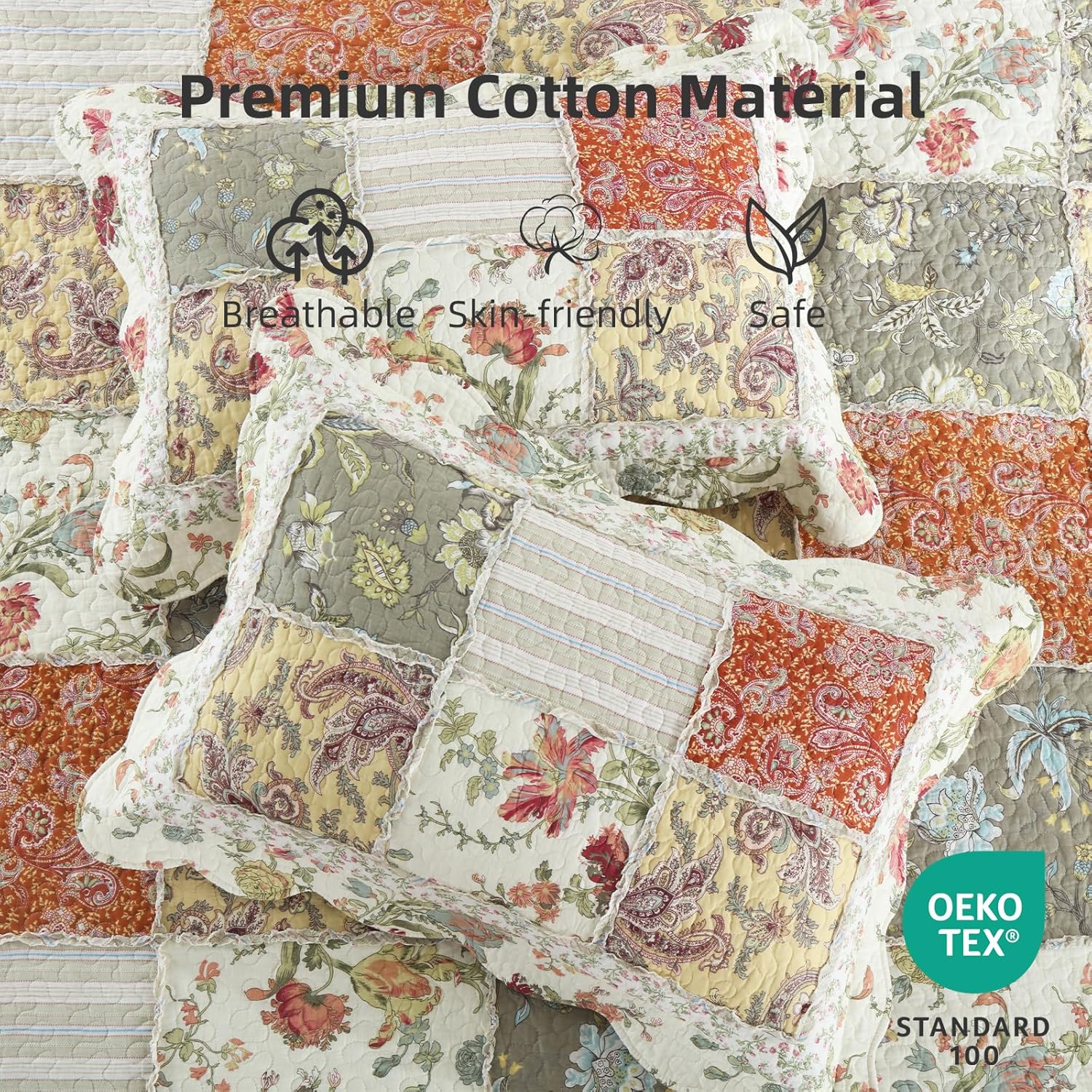 Yvooxny 3-Piece Quilt Set with Ruffles and Pillowcases