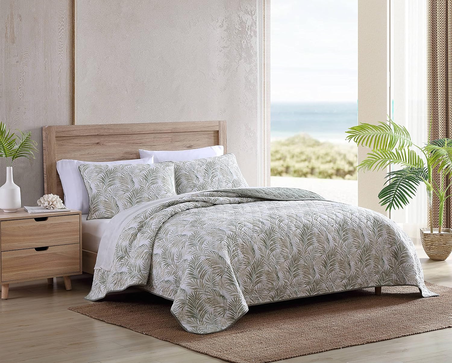 Tommy Bahama Queen Quilt Set - Maui Palm Green
