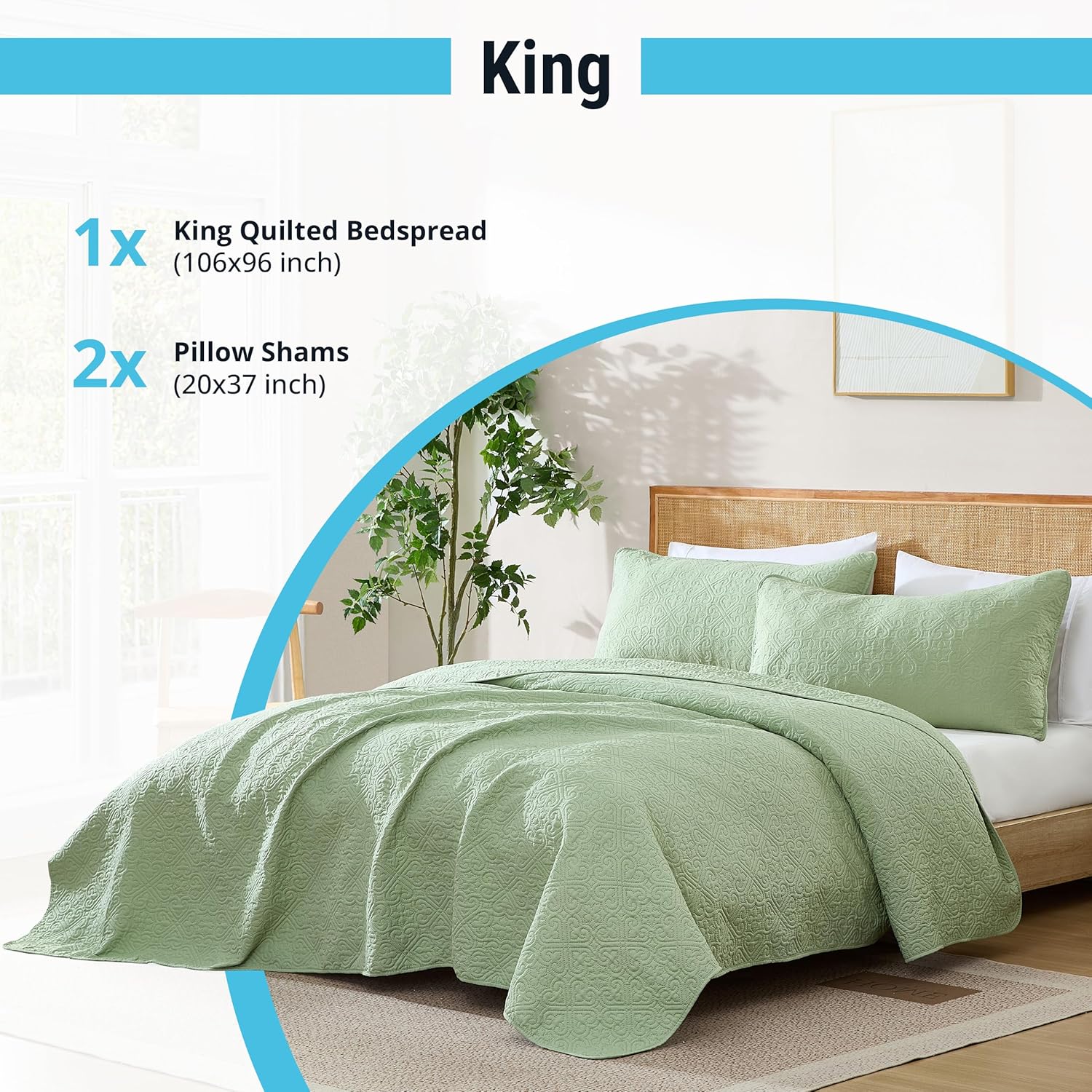HLCME Lorenzo - 3 Piece King Quilt Set
