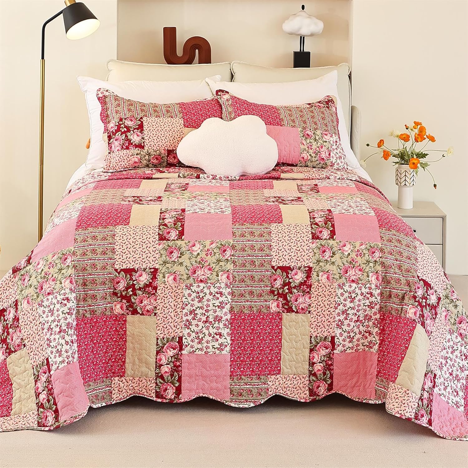 Cmfshape Summer Floral California King Bedspread Set