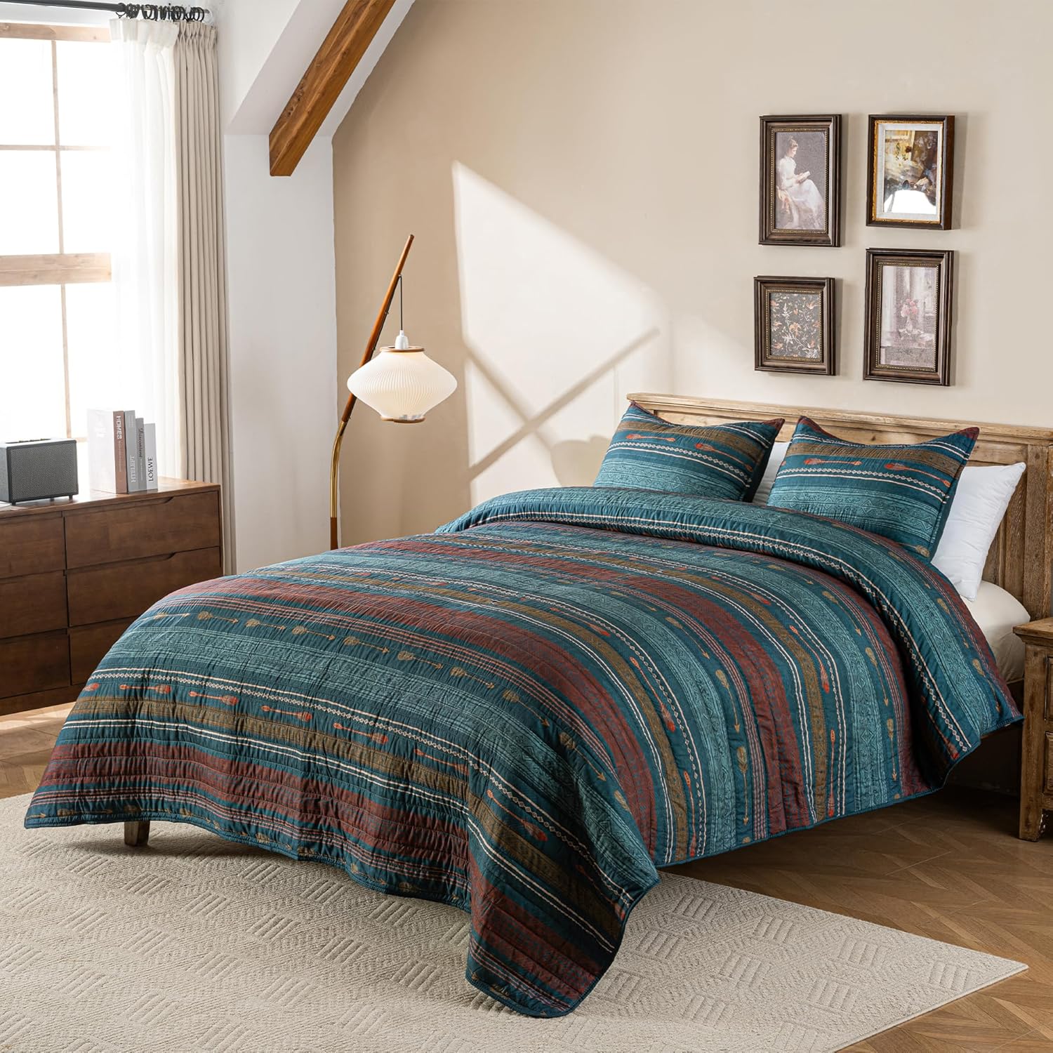 LIRISDOM Bohemian Quilt Set Queen Size 3 Piece 1