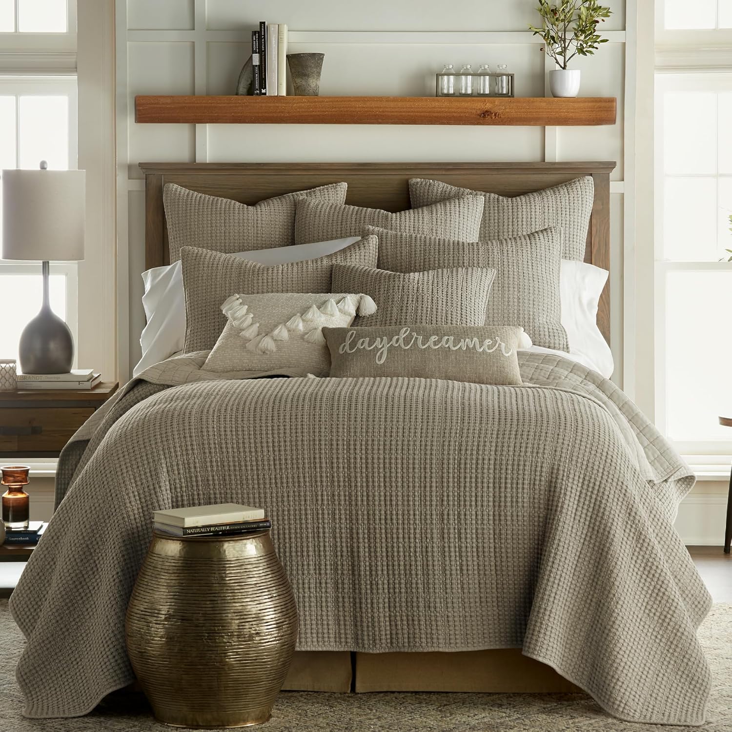 Levtex Home Mills Waffle Twin Quilt Set Taupe 1