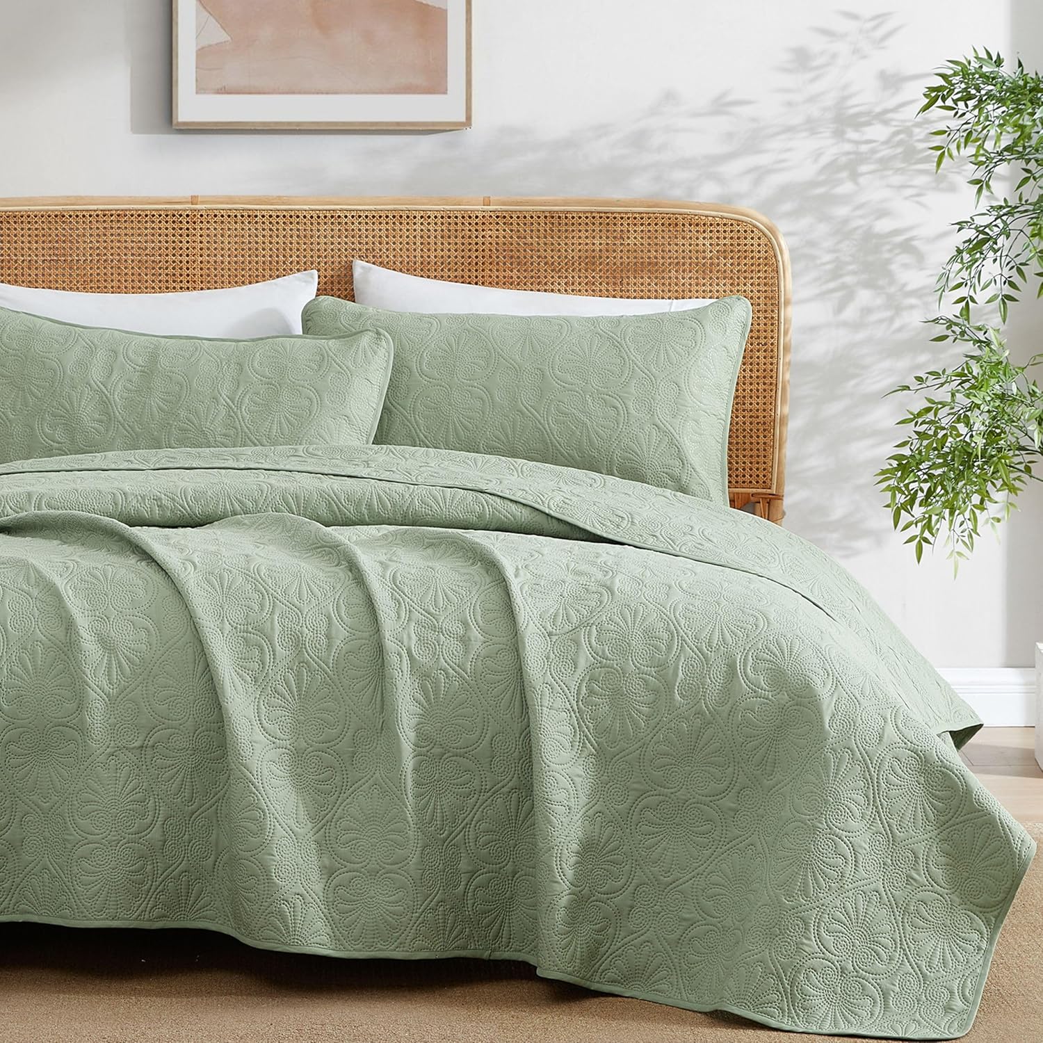 HLCME Benji 3-Piece Quilt Set Sage Green