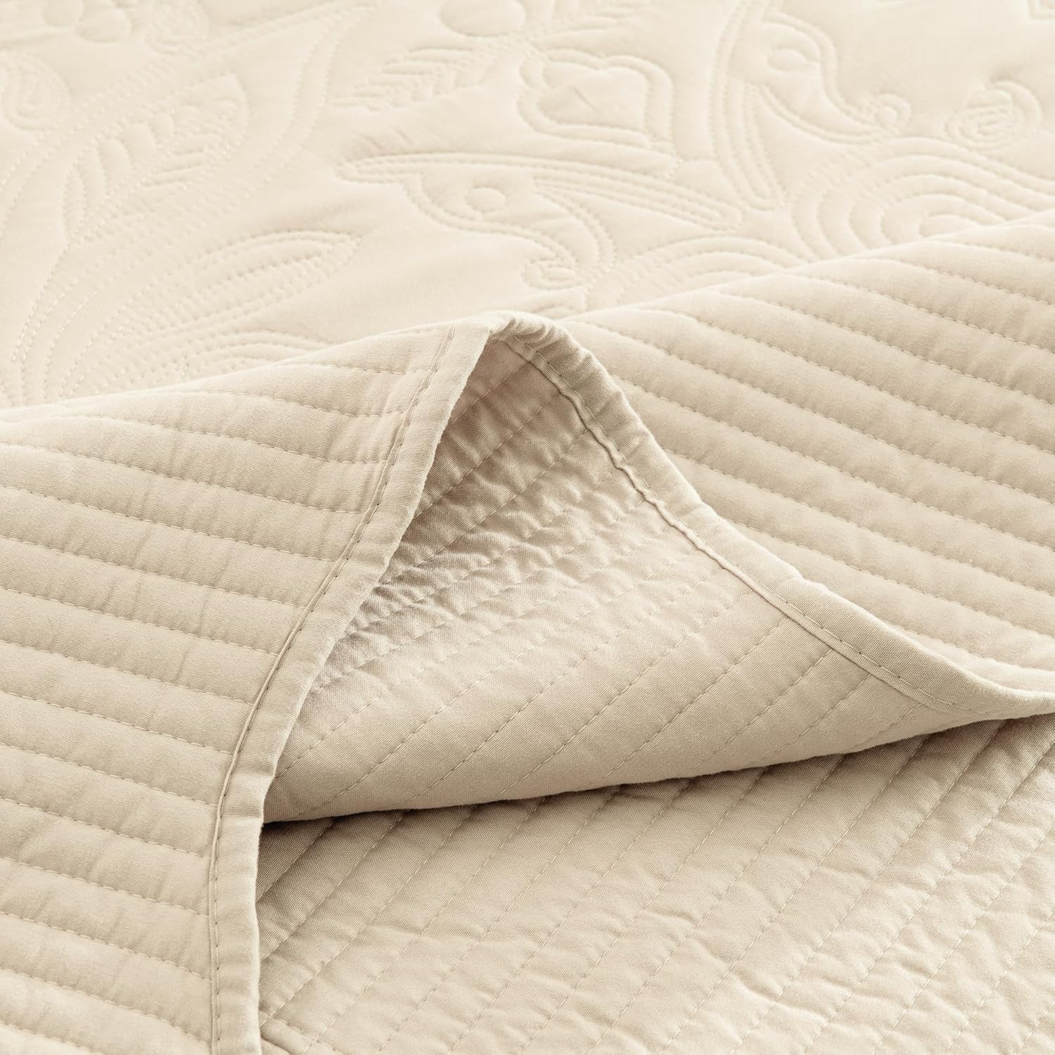 HoneiLife Oversized King Quilt Set - 120x120 Cal King 4-Piece Khaki