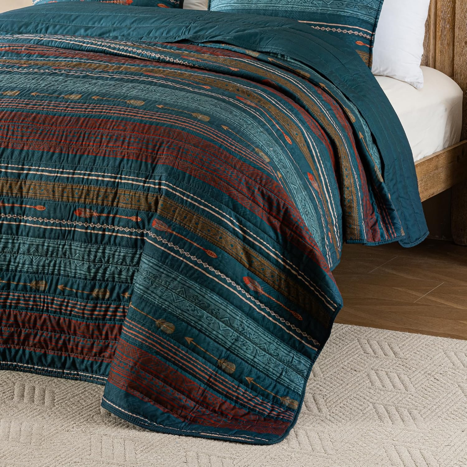 LIRISDOM Bohemian Quilt Set Queen Size 3 Piece 1