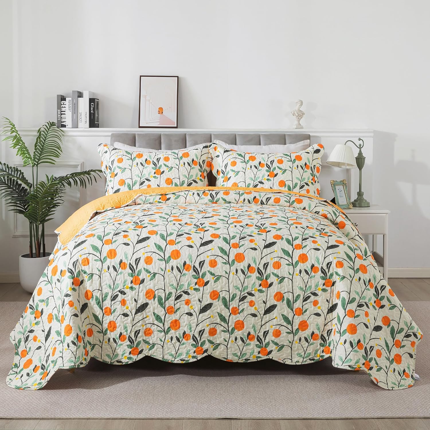 HoneiLife Floral Quilt Set King Size 3-Piece