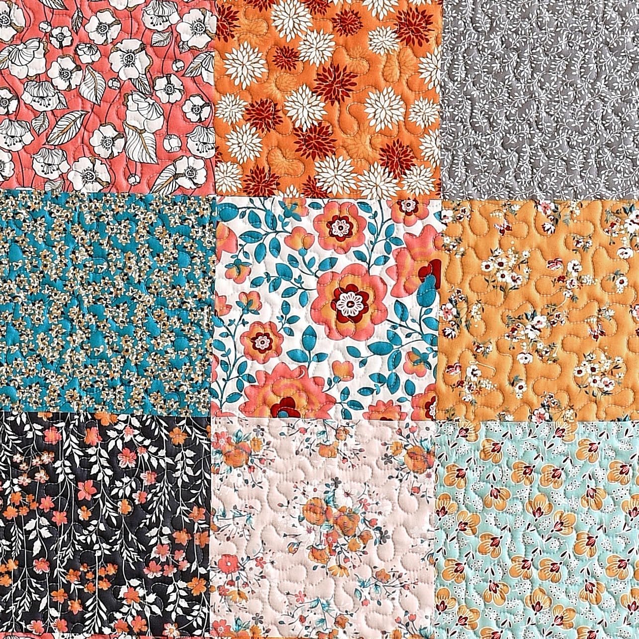 Greenland Home Carlie Modern Floral Reversible Quilt Set 3-Piece