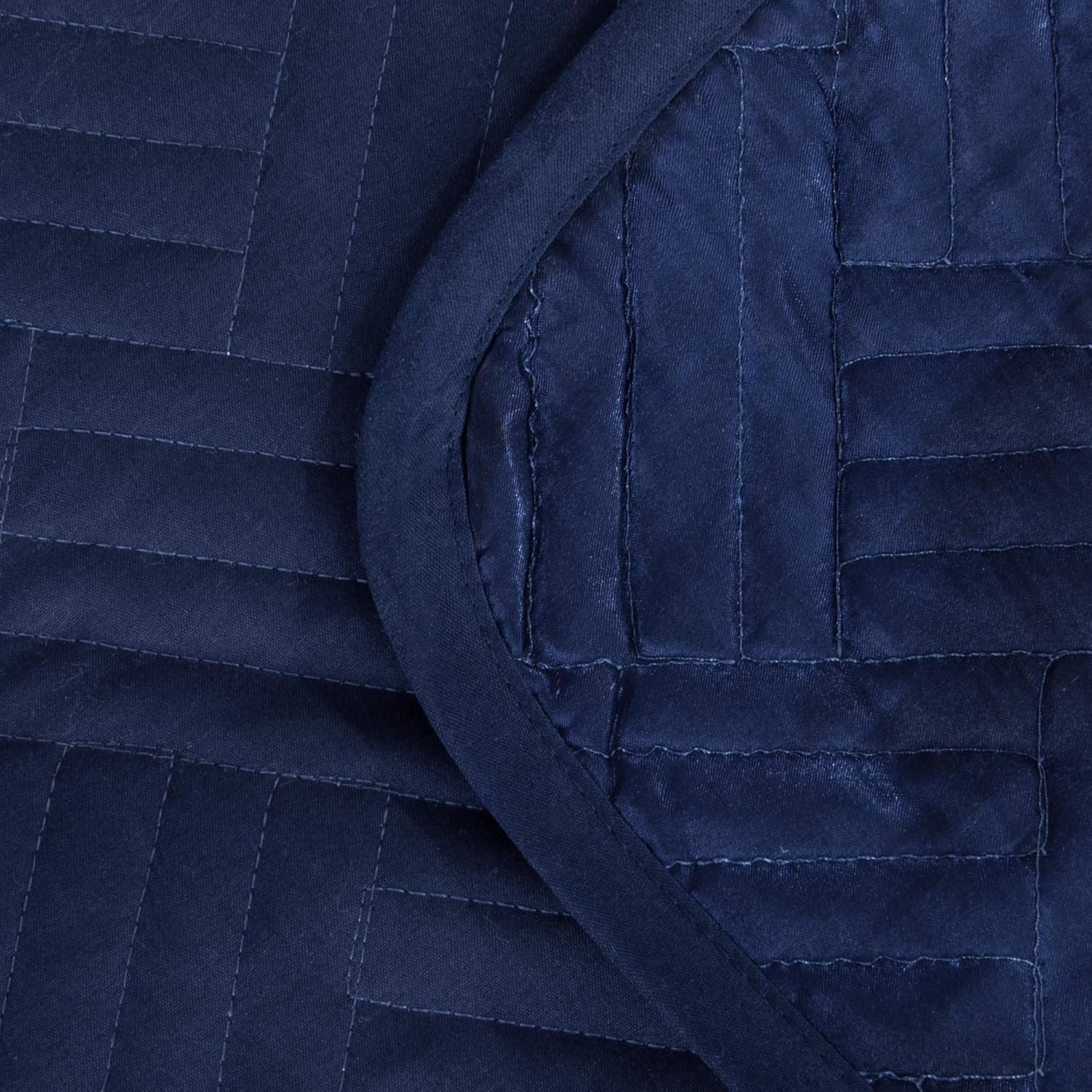 NTBAY King Silk Satin Quilt Set Navy Blue
