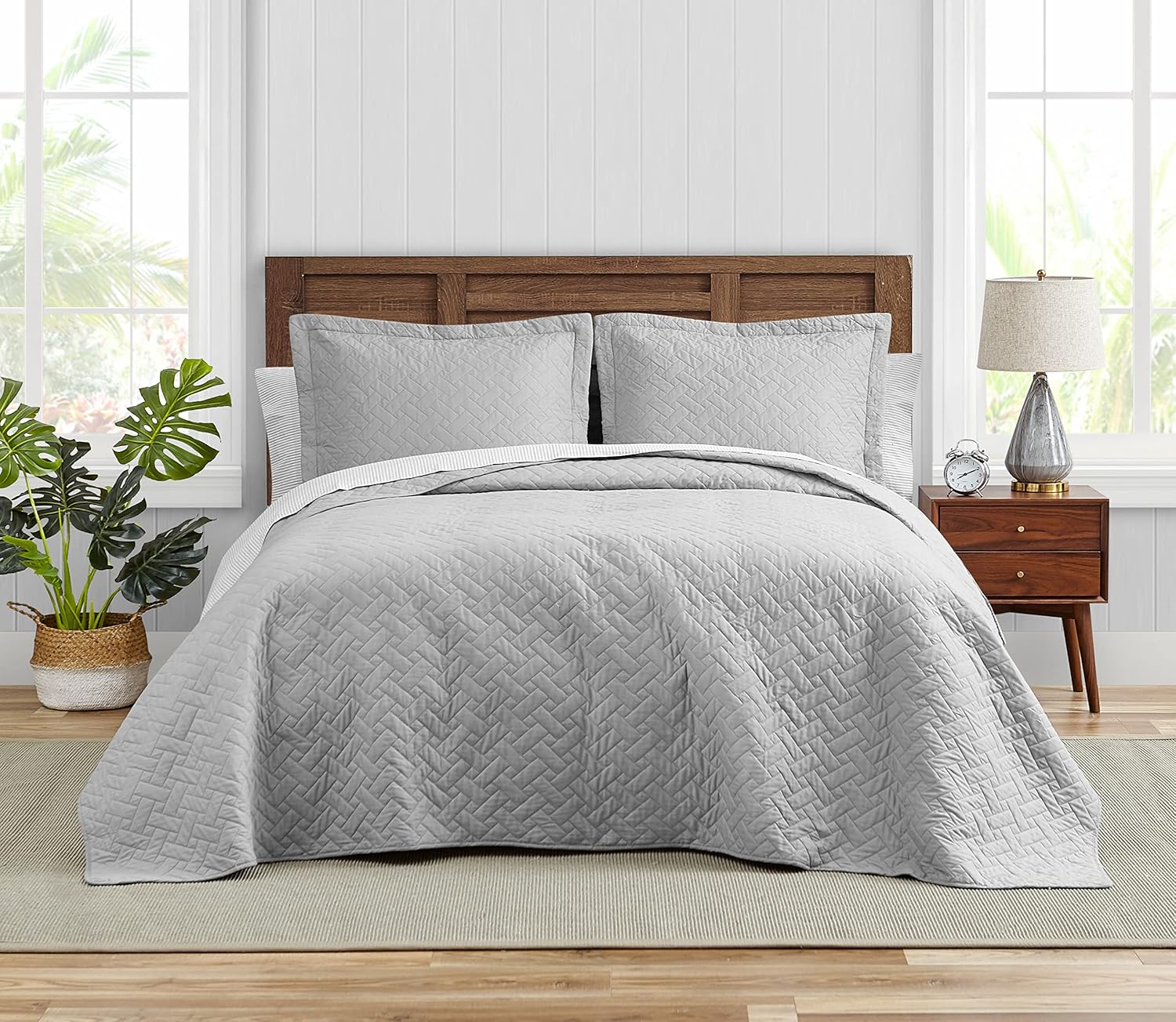 Tommy Bahama Chevron Quilt Set Twin Pelican Gray