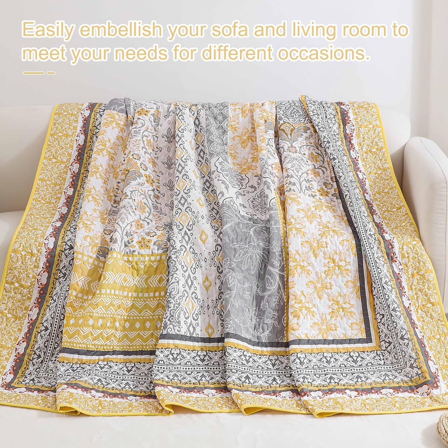 WONGS BEDDING Yellow Quilt Set Full Size