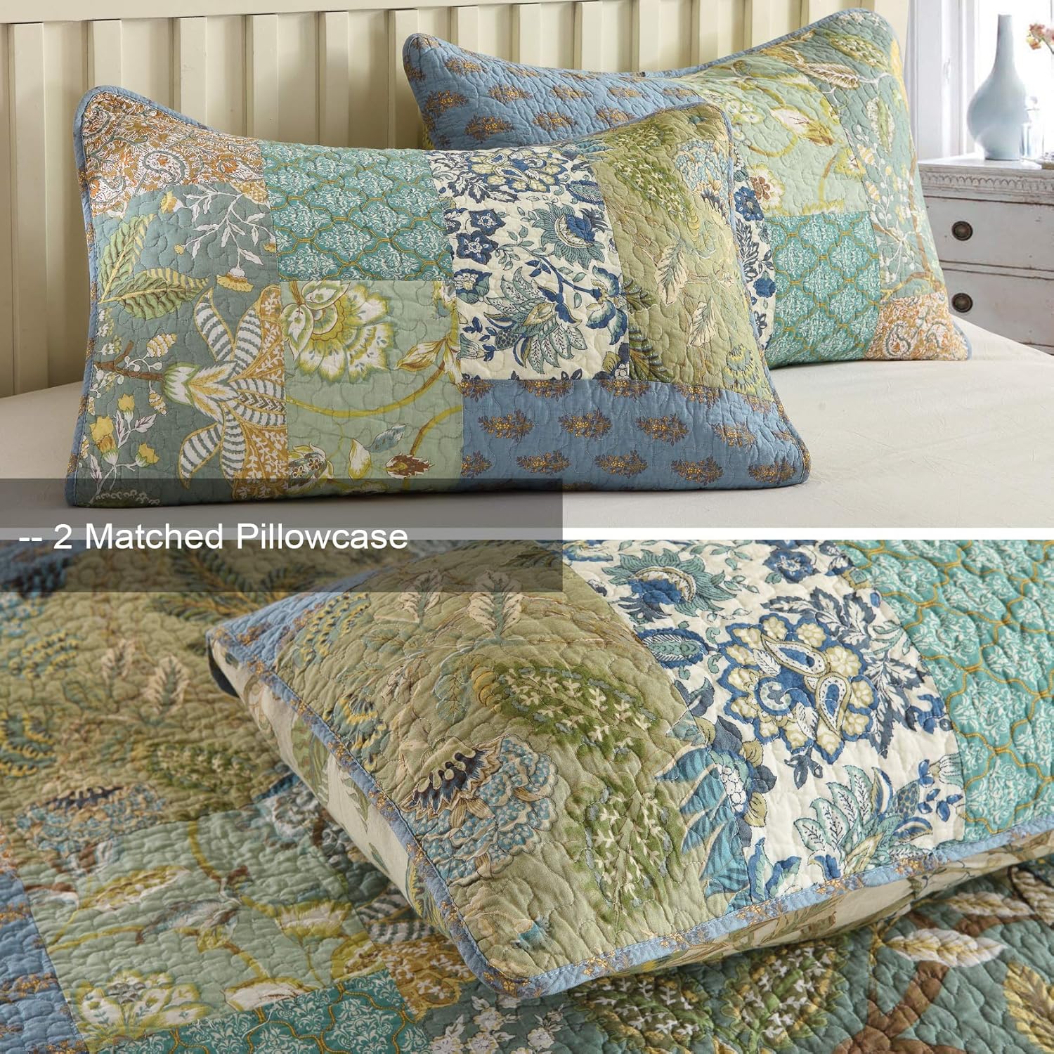 MaiuFun Cotton Quilt Set King Size 3-Piece