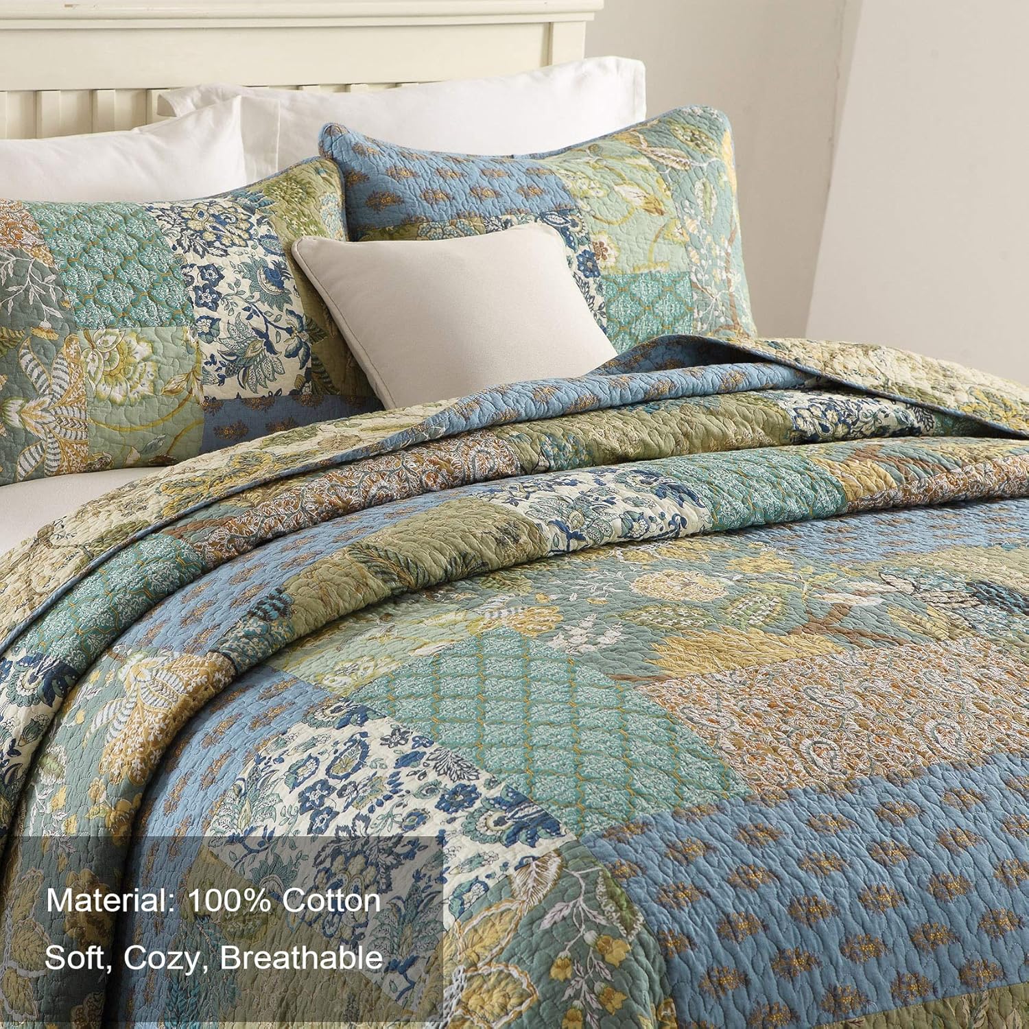 MaiuFun Cotton Quilt Set King Size 3-Piece