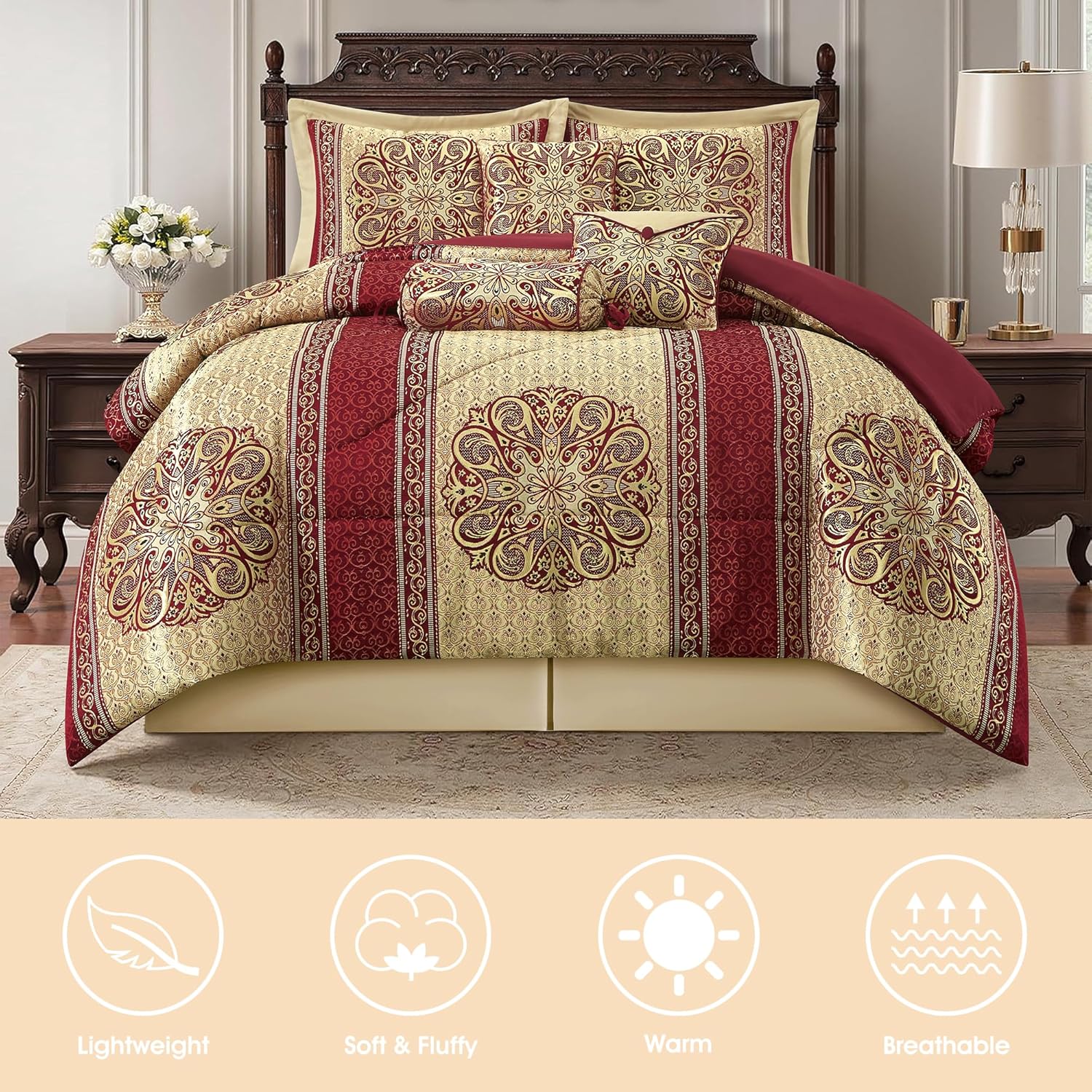 LANCO California King Comforter Set with Medallion Design