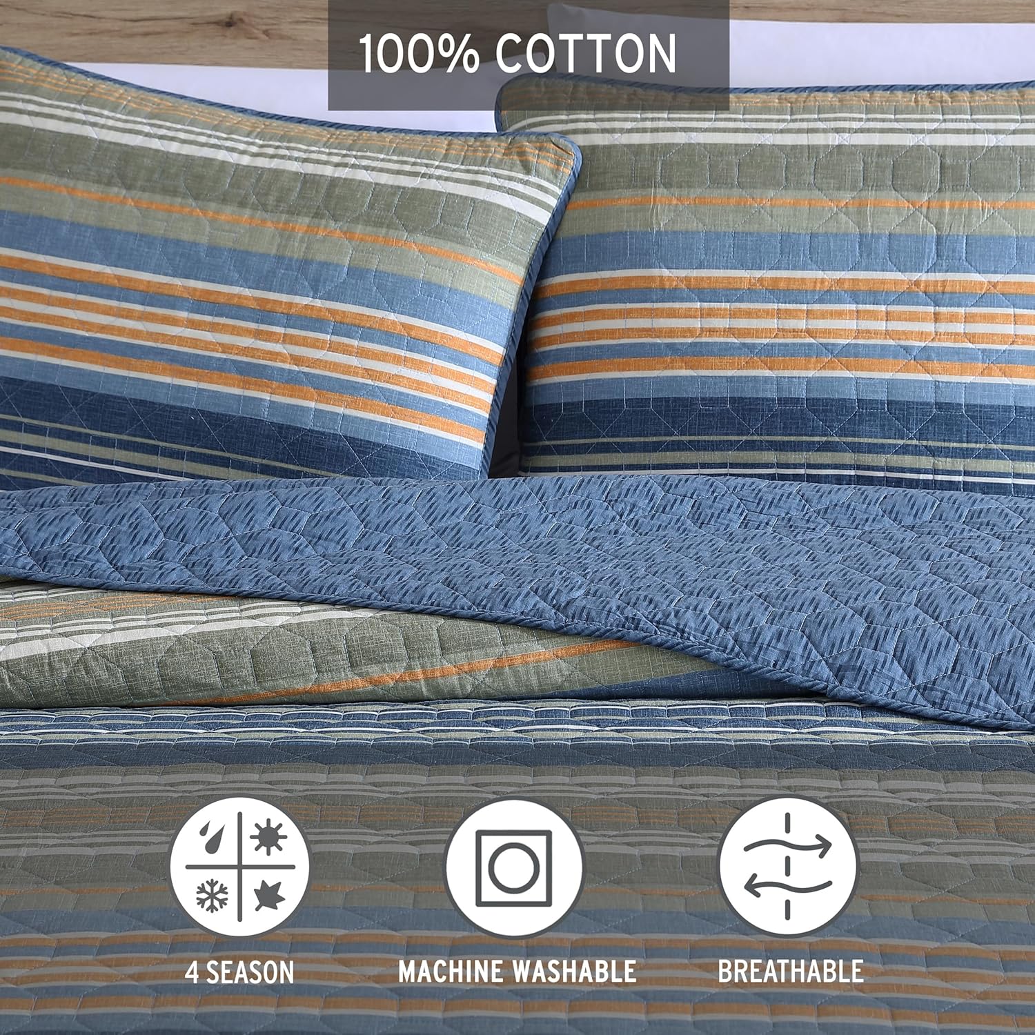 Eddie Bauer Queen Quilt Set - Reversible Cotton Bedding with Matching Shams