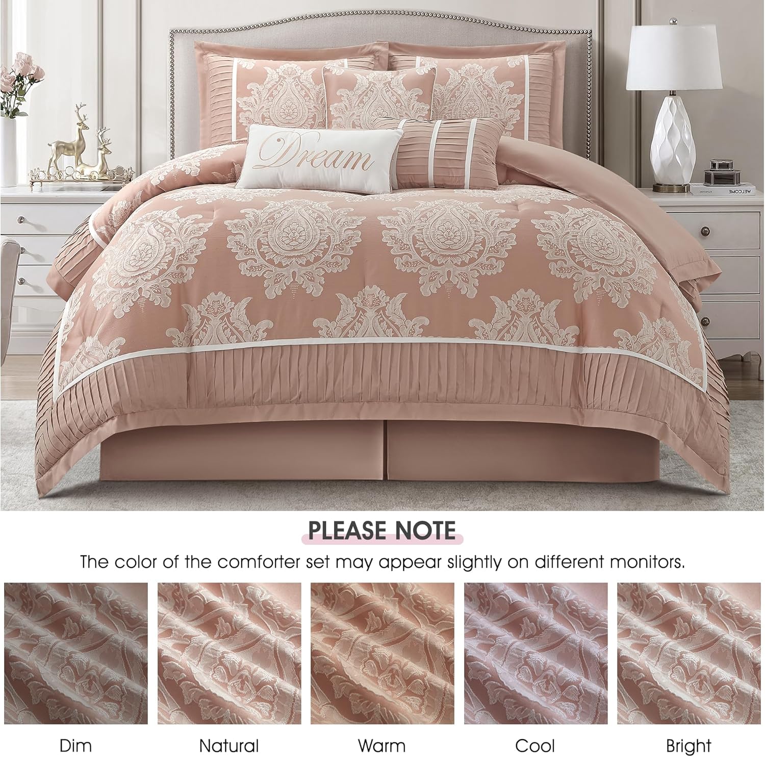 Blush California King Comforter Set 7 Pieces