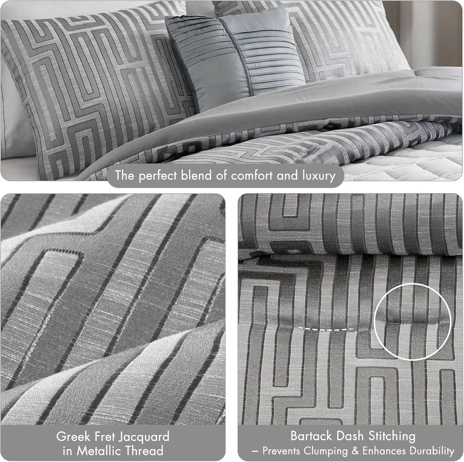 Madison Park Cal King Jacquard Comforter Set Grey 5 Piece