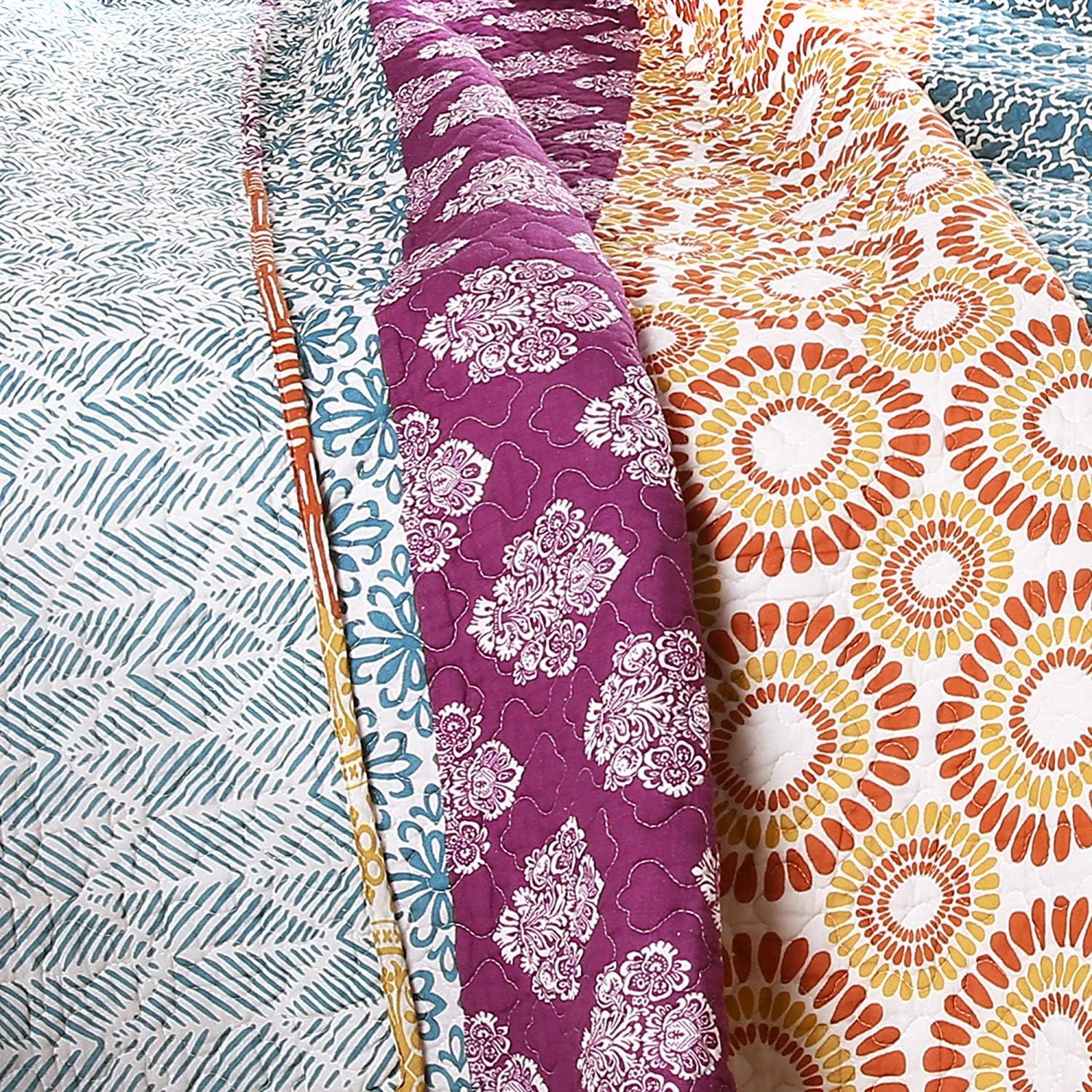 Lush Decor Bohemian Stripe Reversible Quilt Set 3 Piece