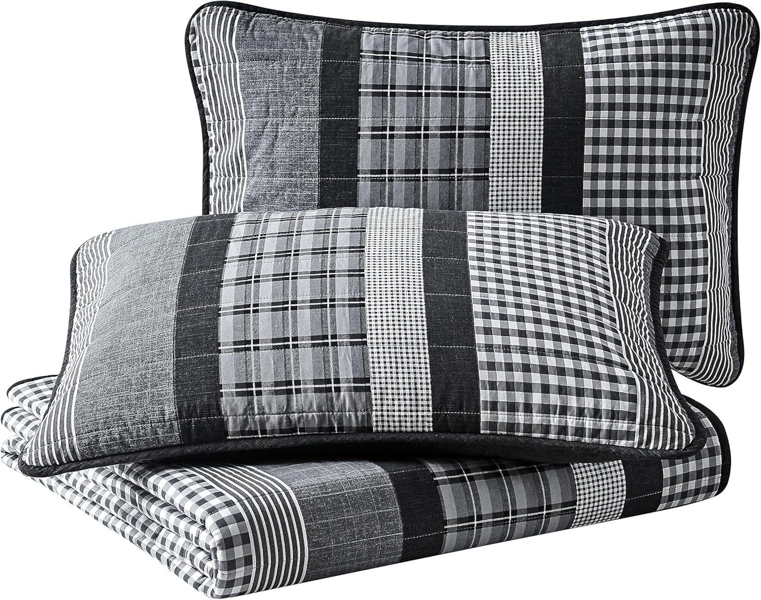 Nautica 100 Cotton Reversible Quilt Set 3-Piece Grey