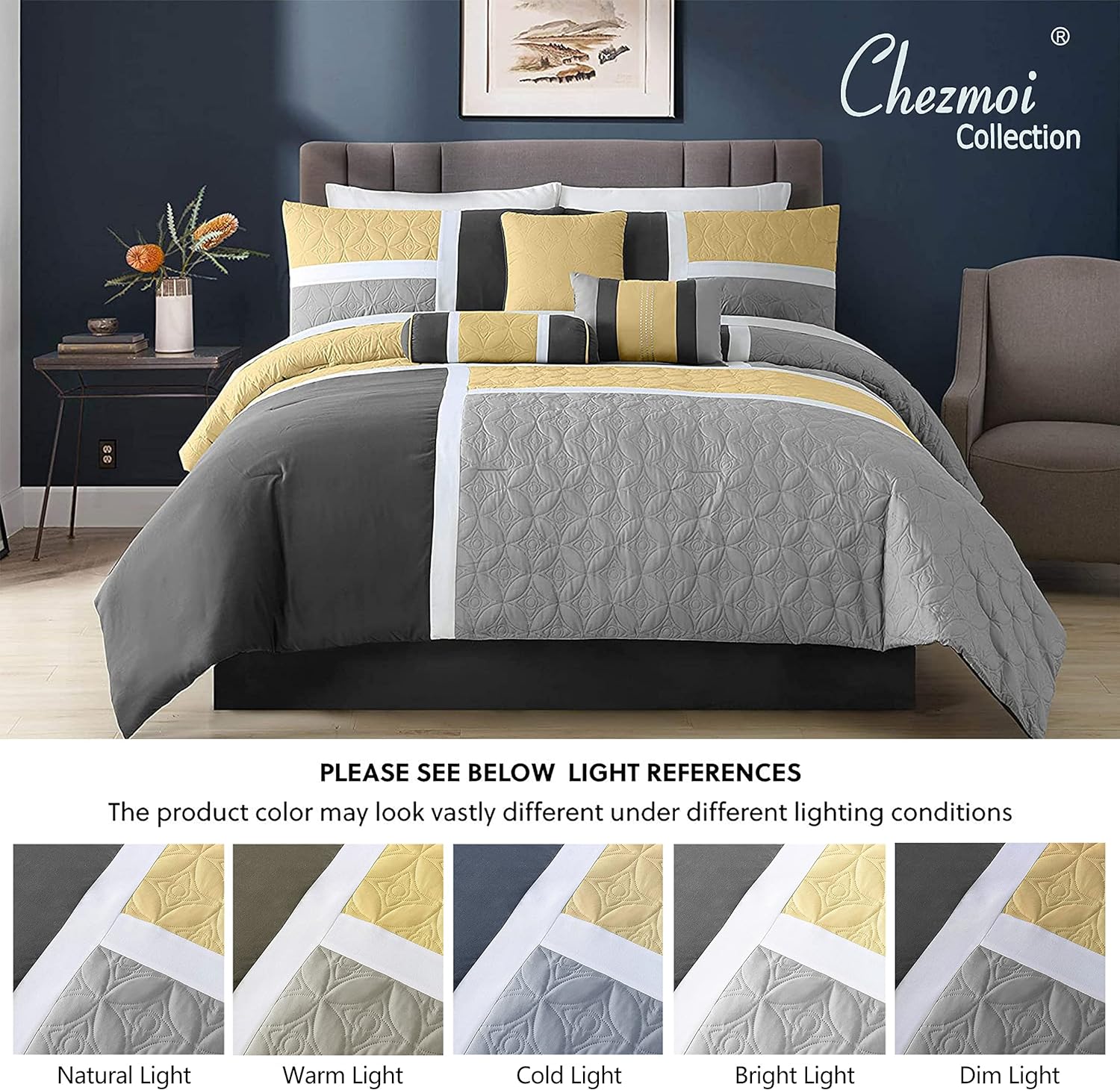 Chezmoi Collection Upland Comforter Set Queen