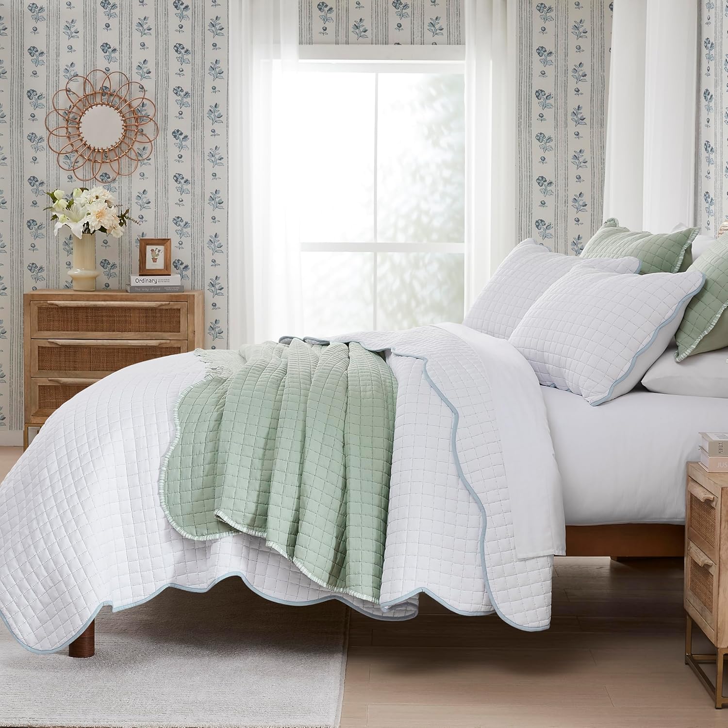 WDCOZY Blue Edge Cal King Quilt Bedding Set 1