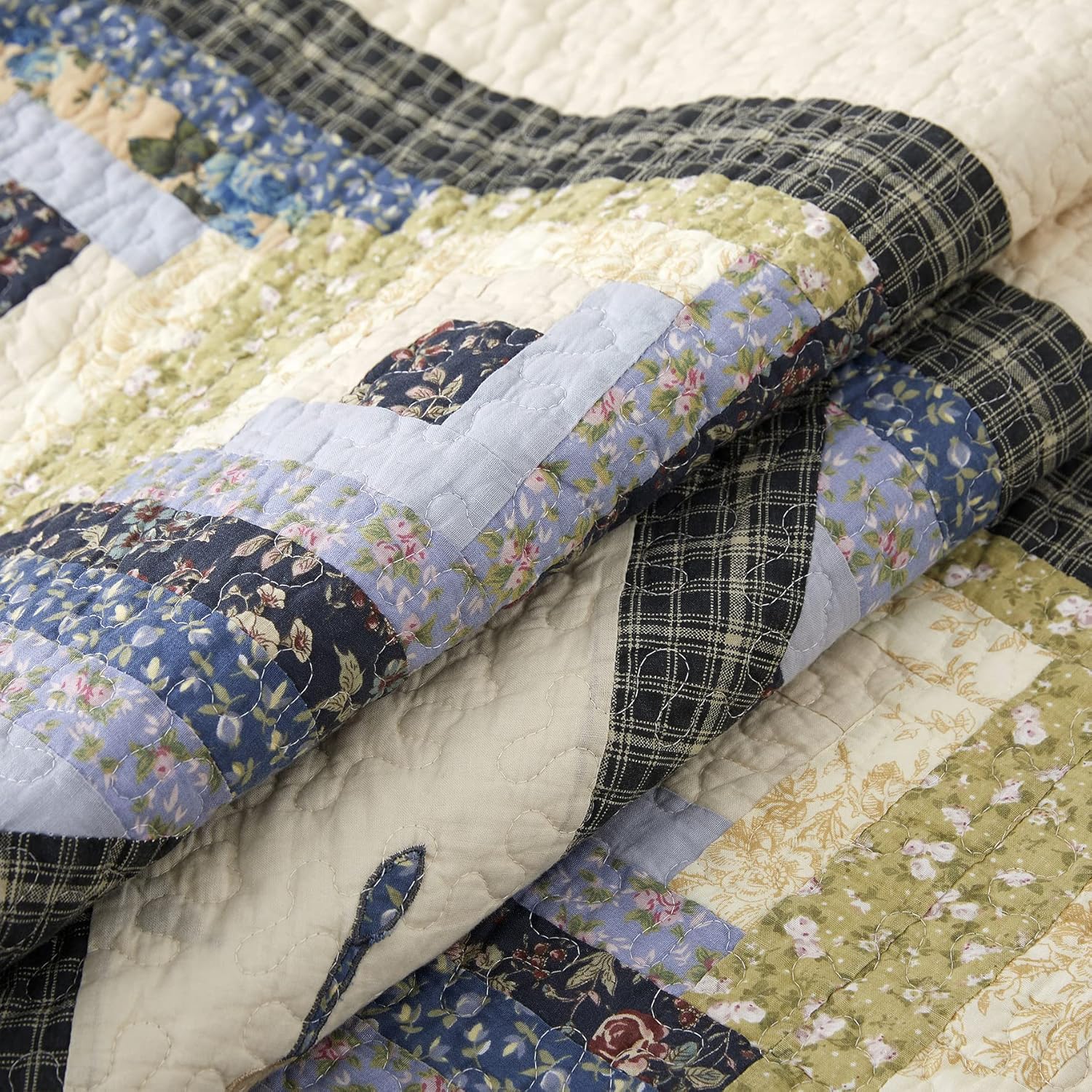 LIRISDOM Queen Quilt Bedding Set 100 Cotton Patchwork 1