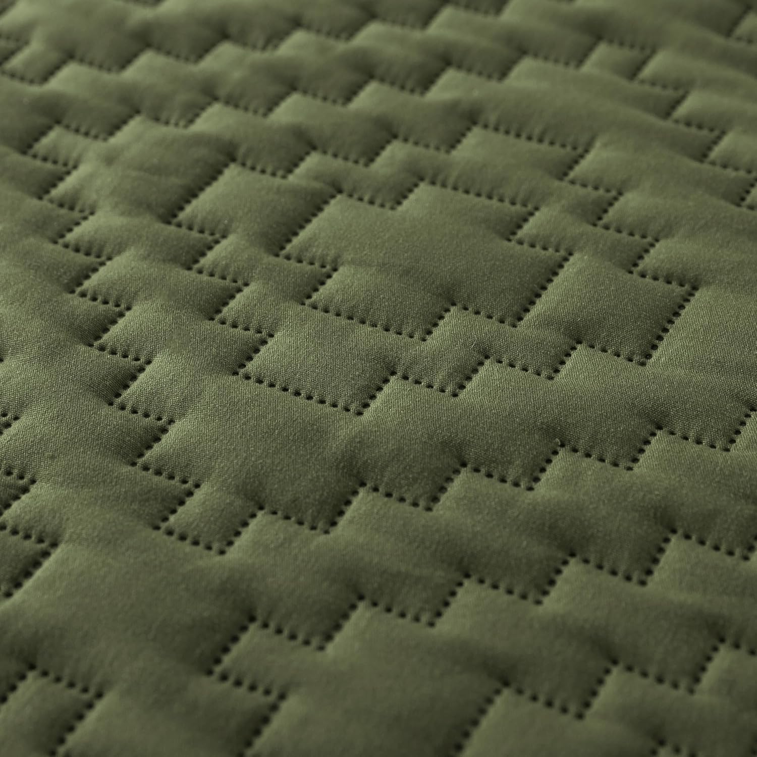 Olive Green Queen Quilt Set with Pillow Shams 3 Piece