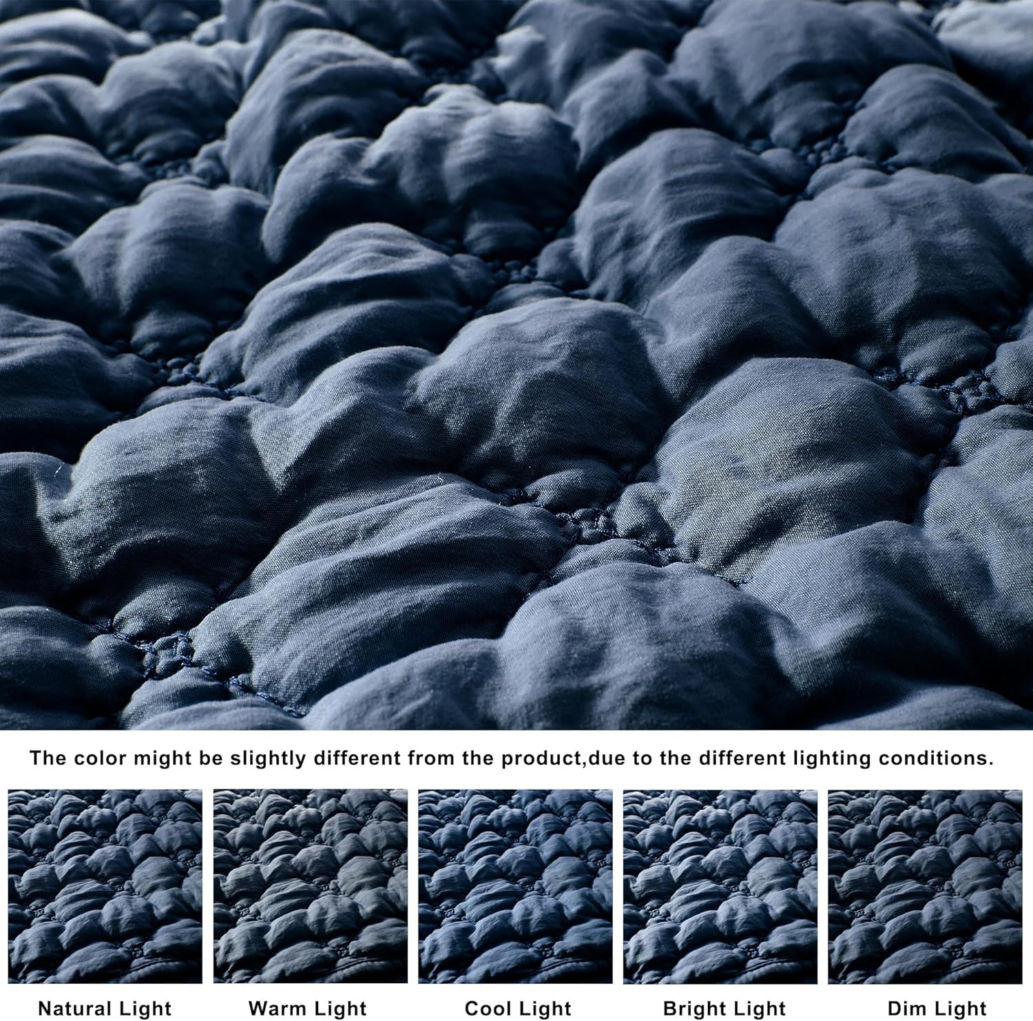 HomeSerene Navy Blue Cal King Quilt Set 1