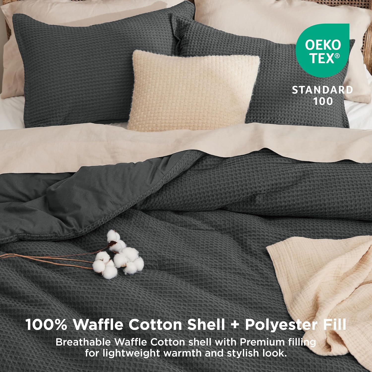 Bedsure Waffle Comforter Set California King