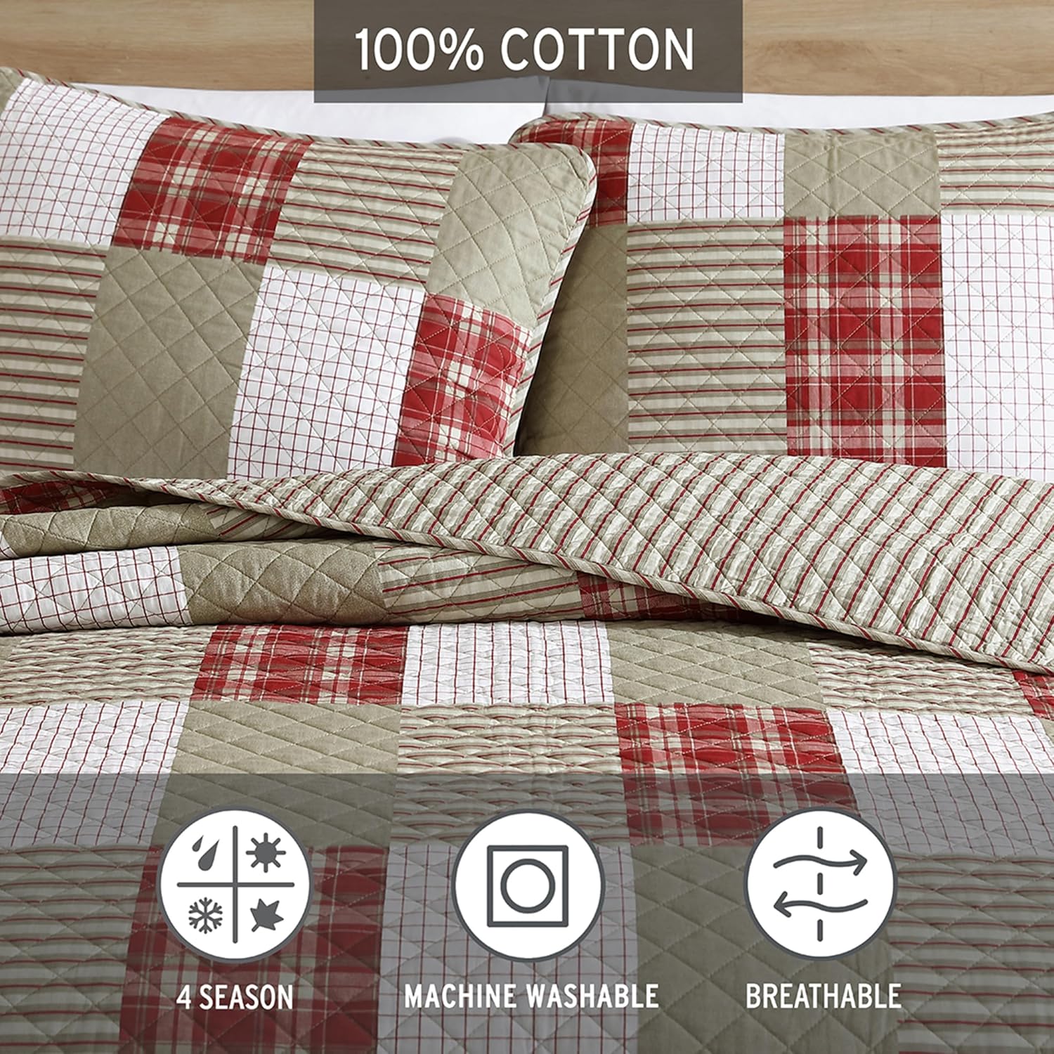 Eddie Bauer Queen Quilt Set in Camano Island Red