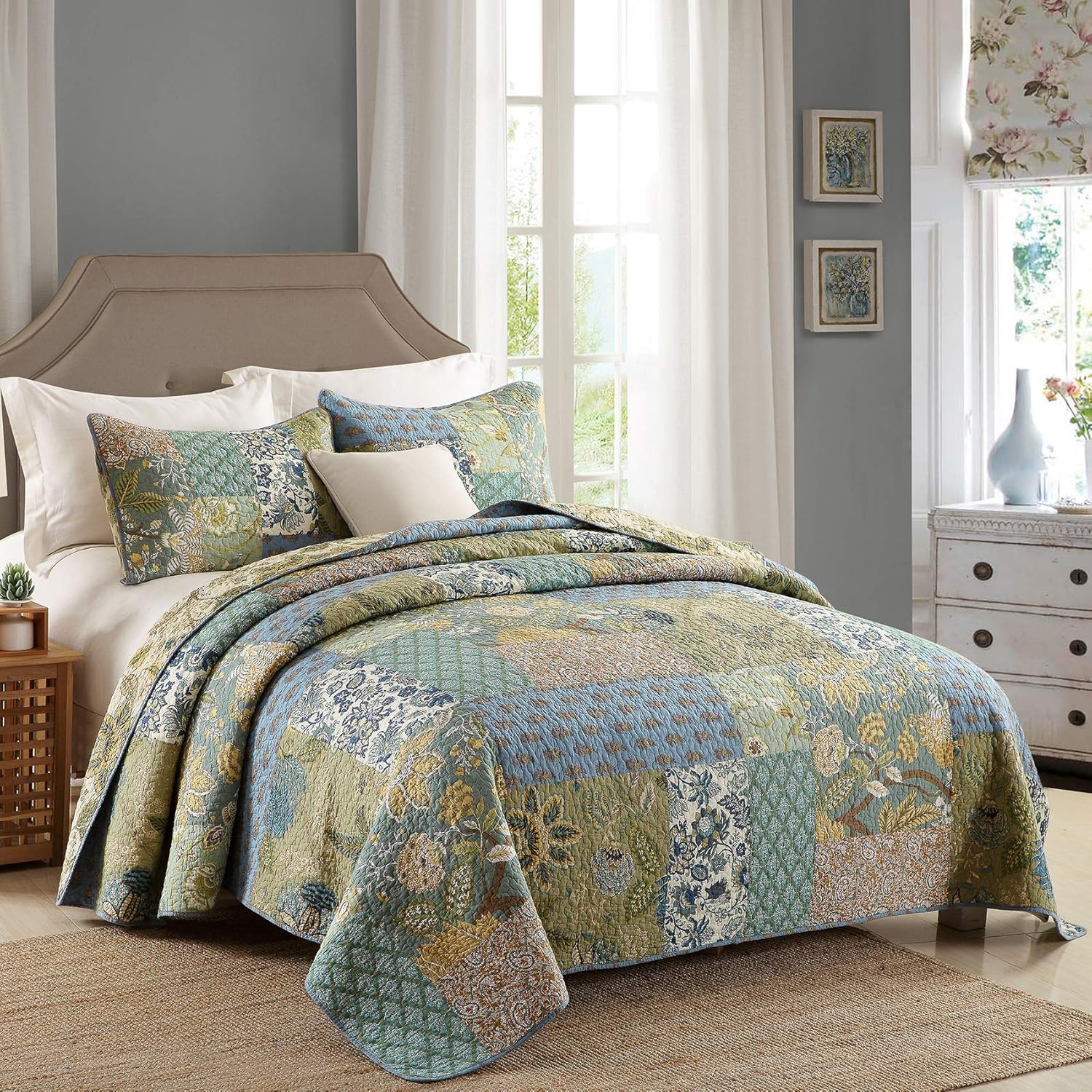 MaiuFun Cotton Quilt Set King Size 3-Piece