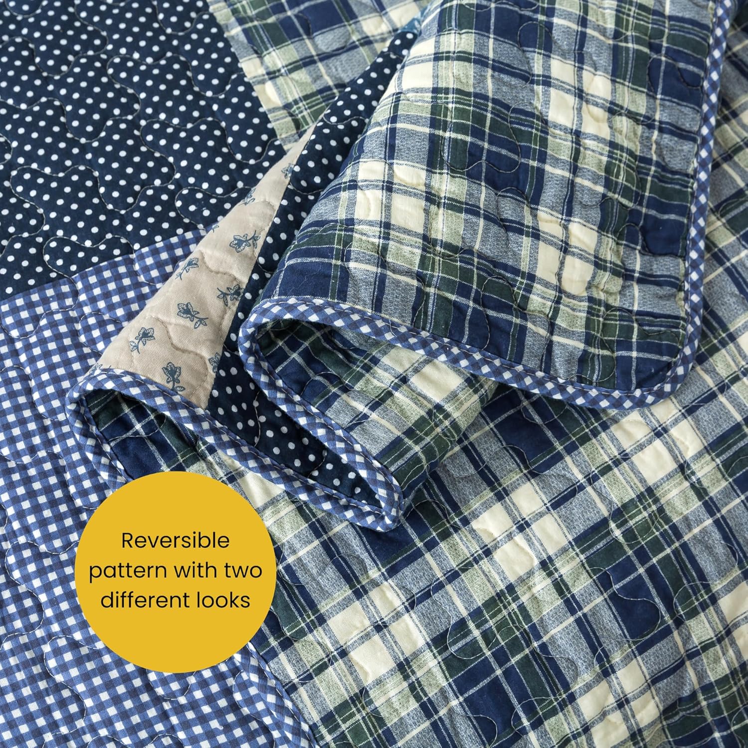 SLPR Blue Symphony Cotton Quilt Set Queen with 2 Shams