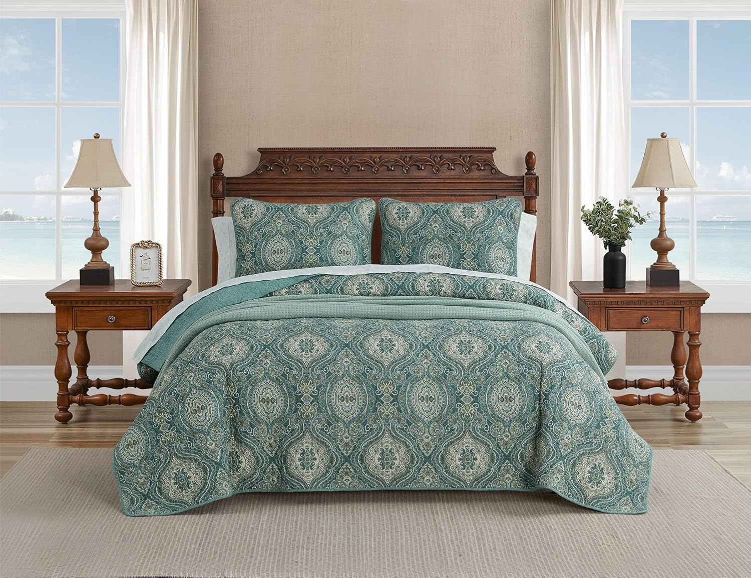 Tommy Bahama King Quilt Set in Turtle Cove Green
