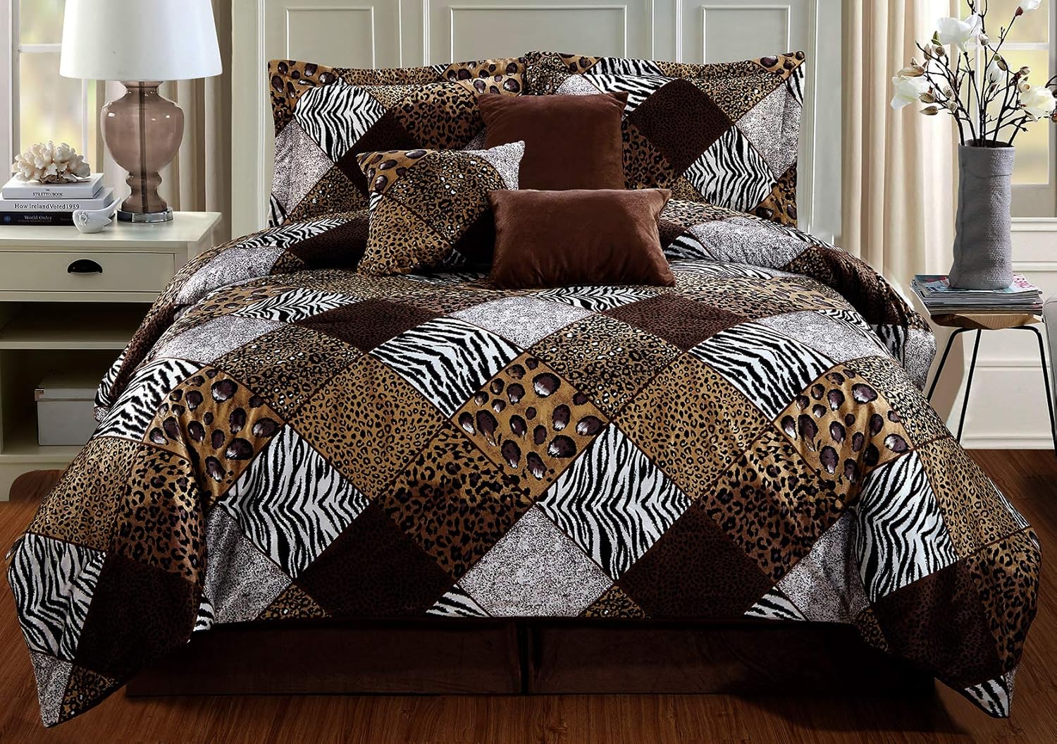 Grand Linen 7 Piece Cal King Animal Print Comforter Set 1