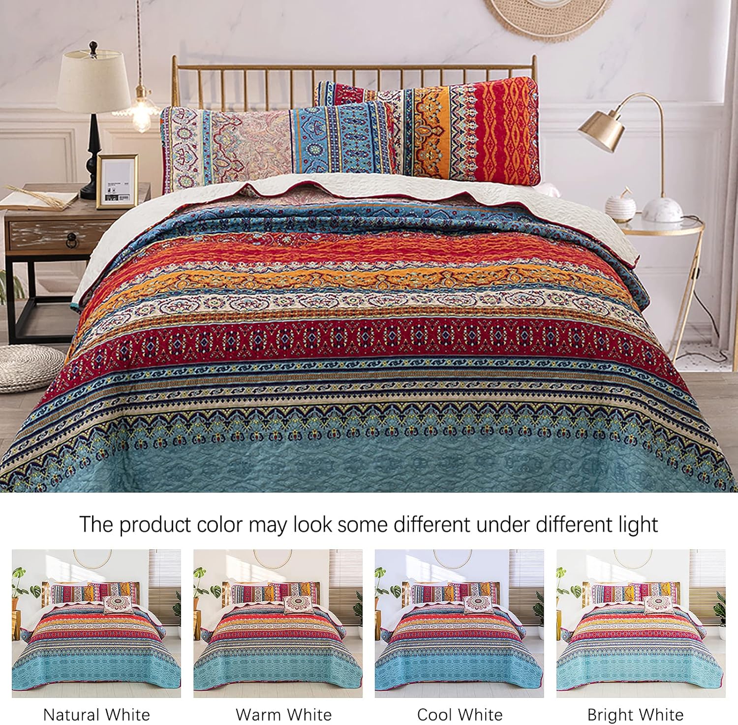 Wongs Bedding Bohemian Quilt Set California King