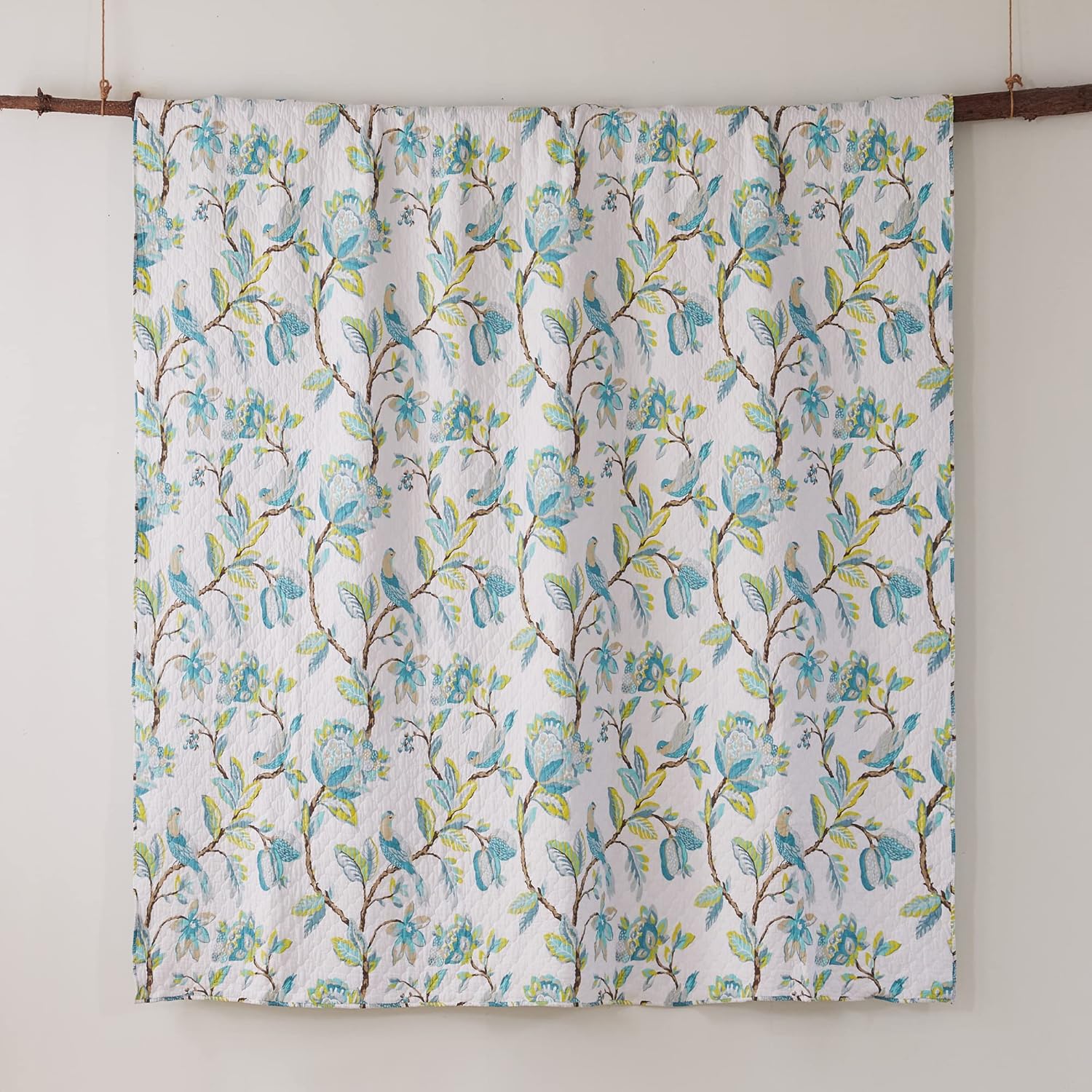 Levtex Home Cressida Quilt Set KingCal King Teal Blue Cream Taupe Reversible Cotton