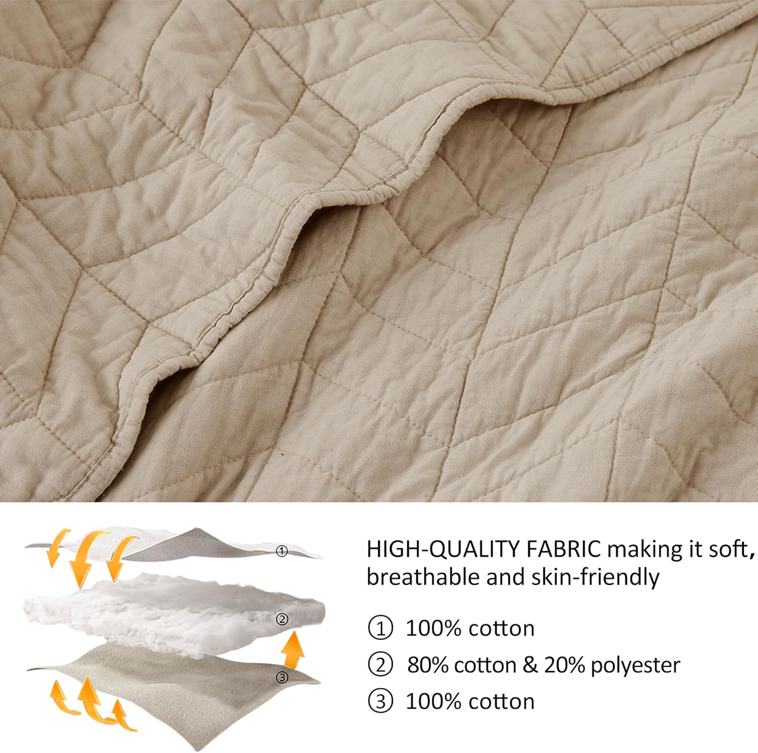 Palassio Dark Beige Cotton Quilt Set for King Size Bed