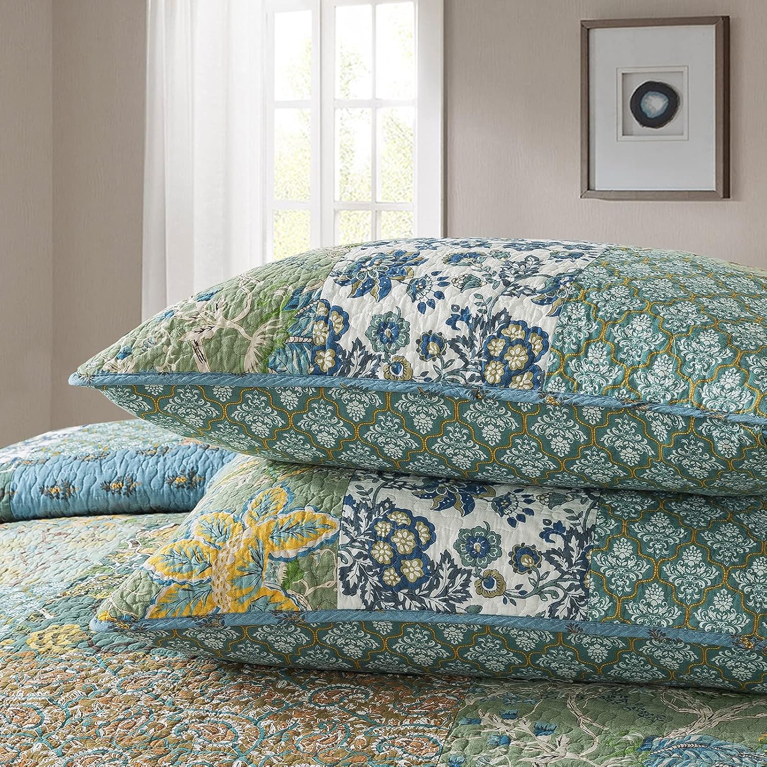 NEWLAKE Cotton Patchwork Bedspread 3-Piece Set