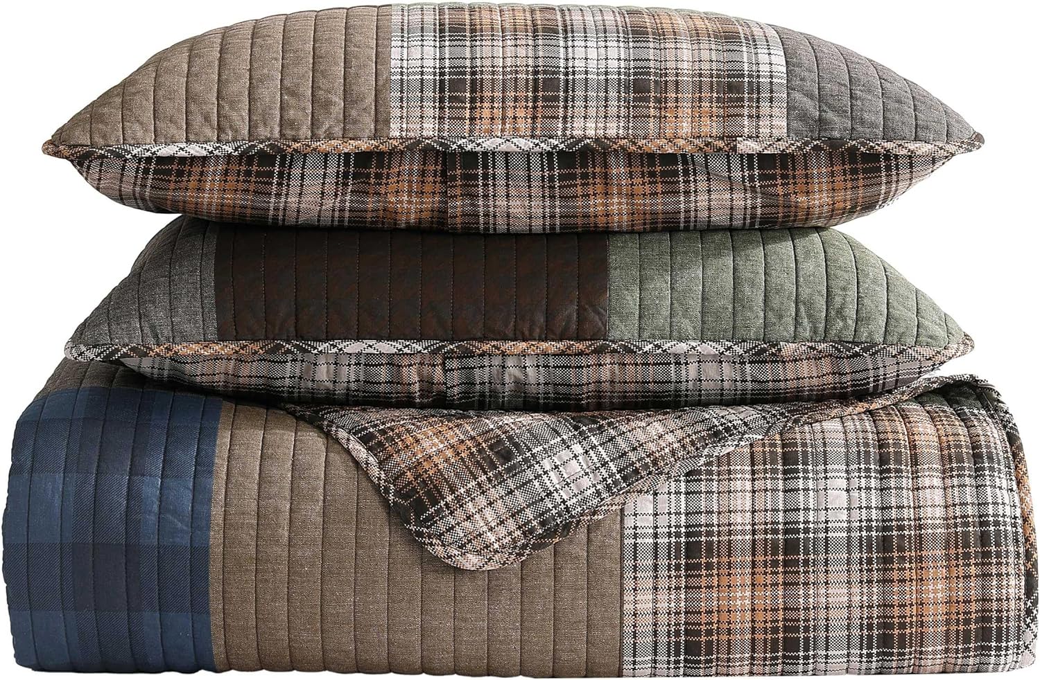 Eddie Bauer King Quilt Set - Classic Patchwork Green