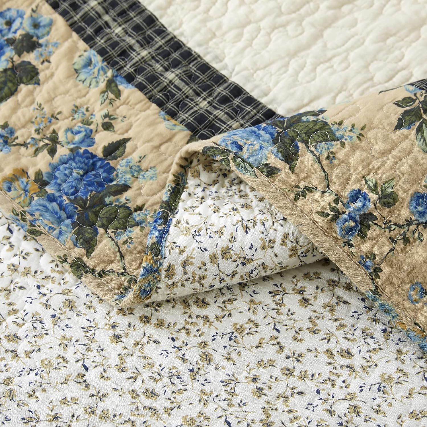 LIRISDOM Queen Quilt Bedding Set 100 Cotton Patchwork 1