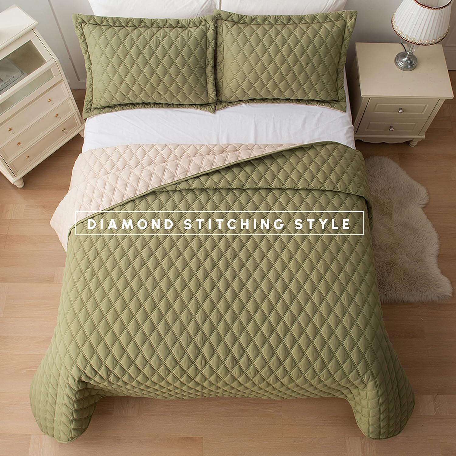 Elegant Comfort Reversible Quilt Set 3-Piece