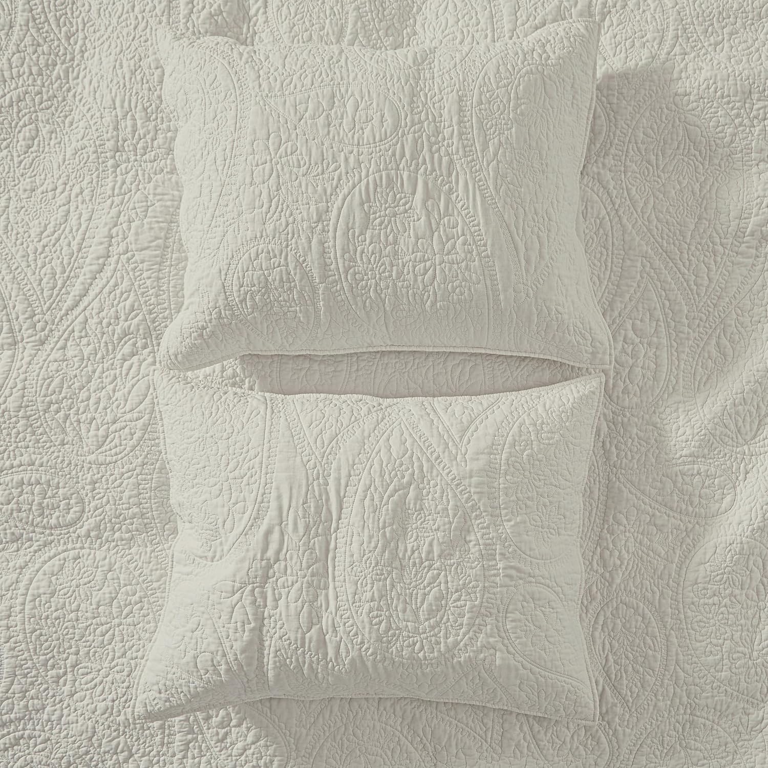 Palassio Beige Paisley Cotton Quilt Set King Size