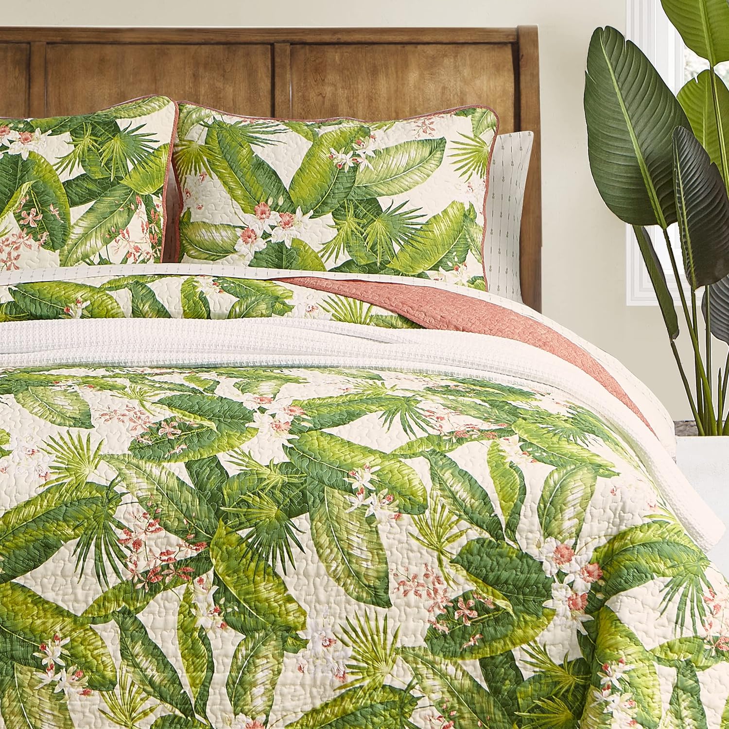 Tommy Bahama Queen Quilt Set - Reversible Cotton Bedding with Shams