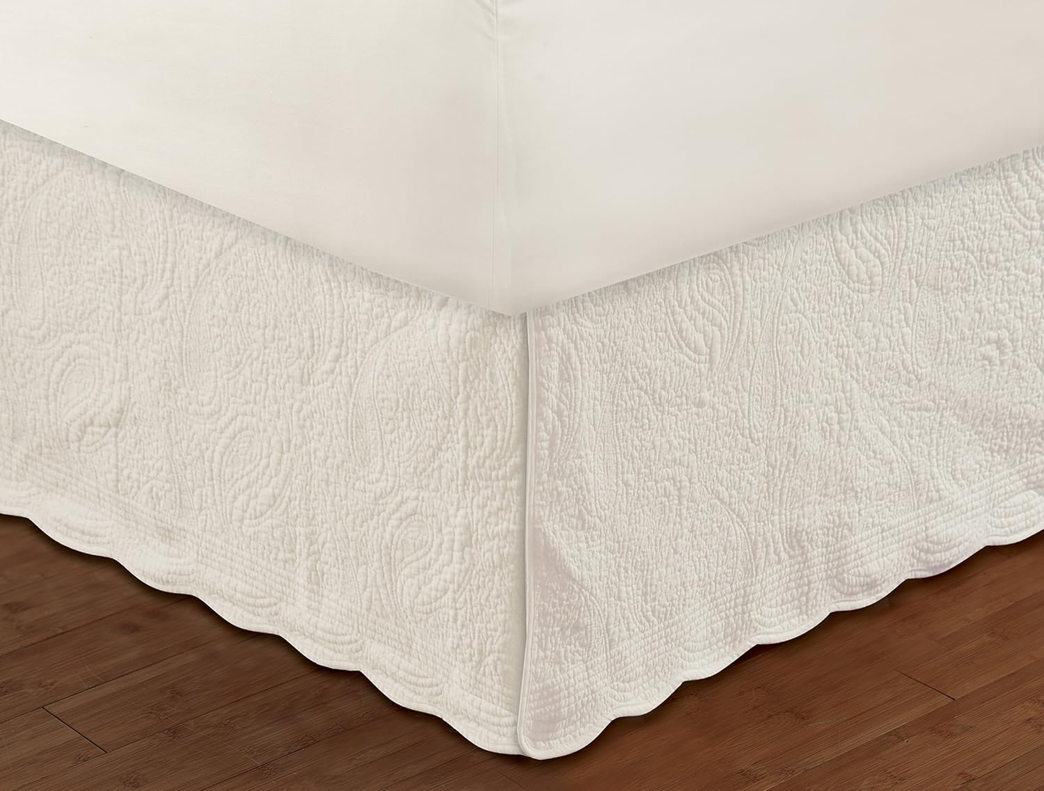 Greenland Home Paisley Quilted Bed Skirt Ivory Full 1