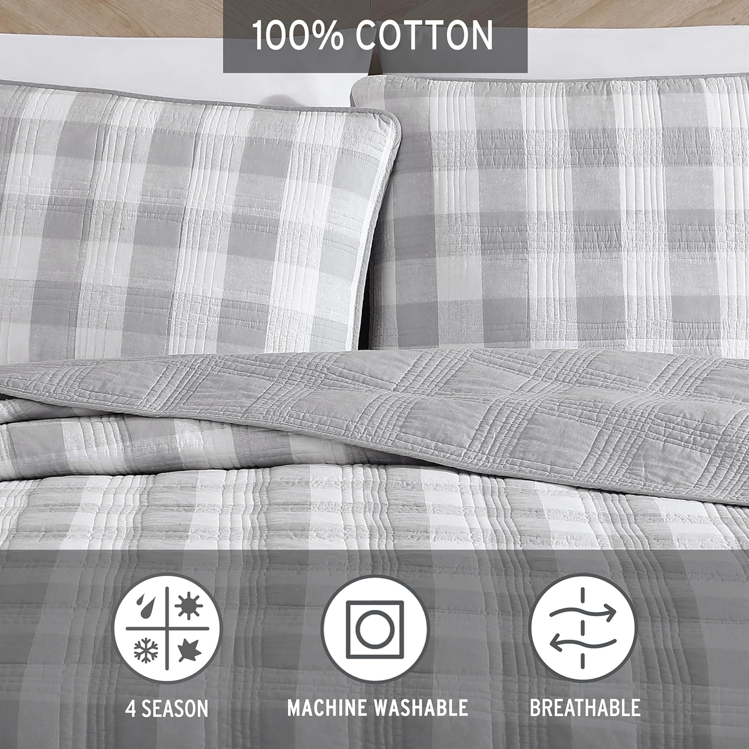 Eddie Bauer Queen Quilt Set - Cotton Reversible with Matching Shams