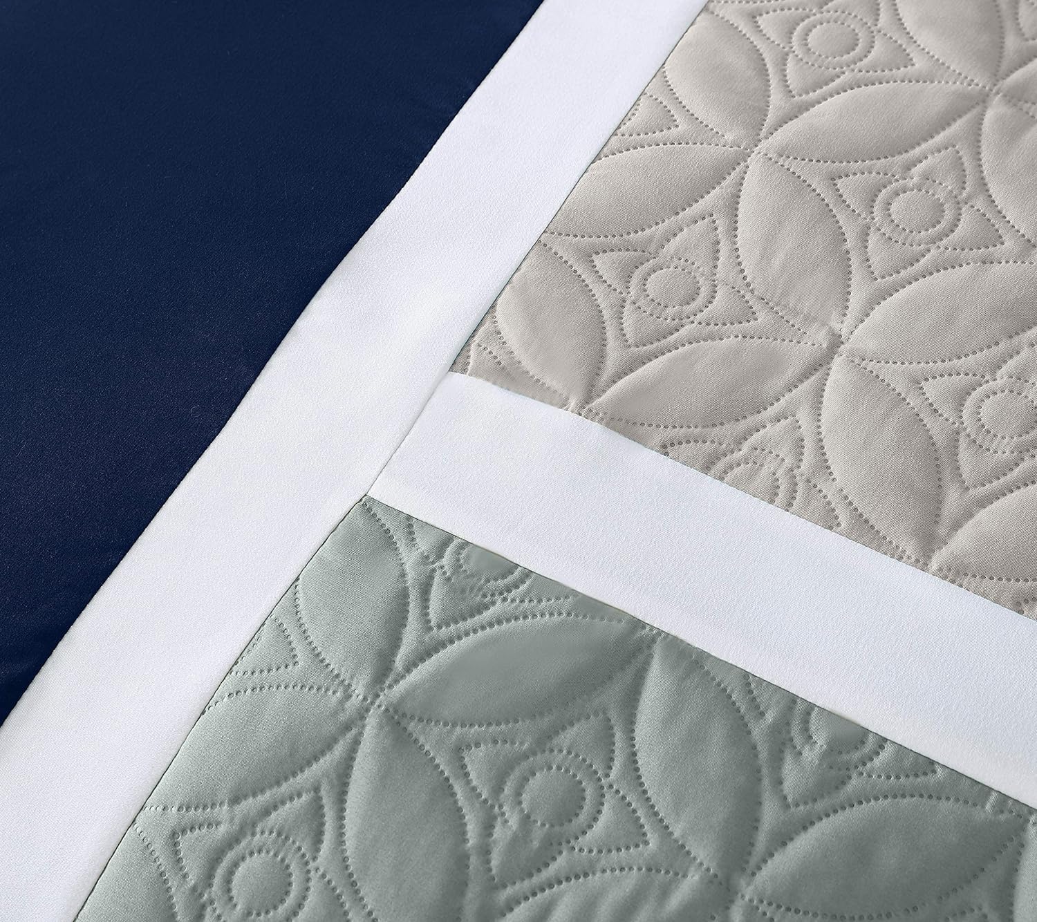Chezmoi Upland 7-Piece Patchwork Comforter Set NavyBlueGray California King