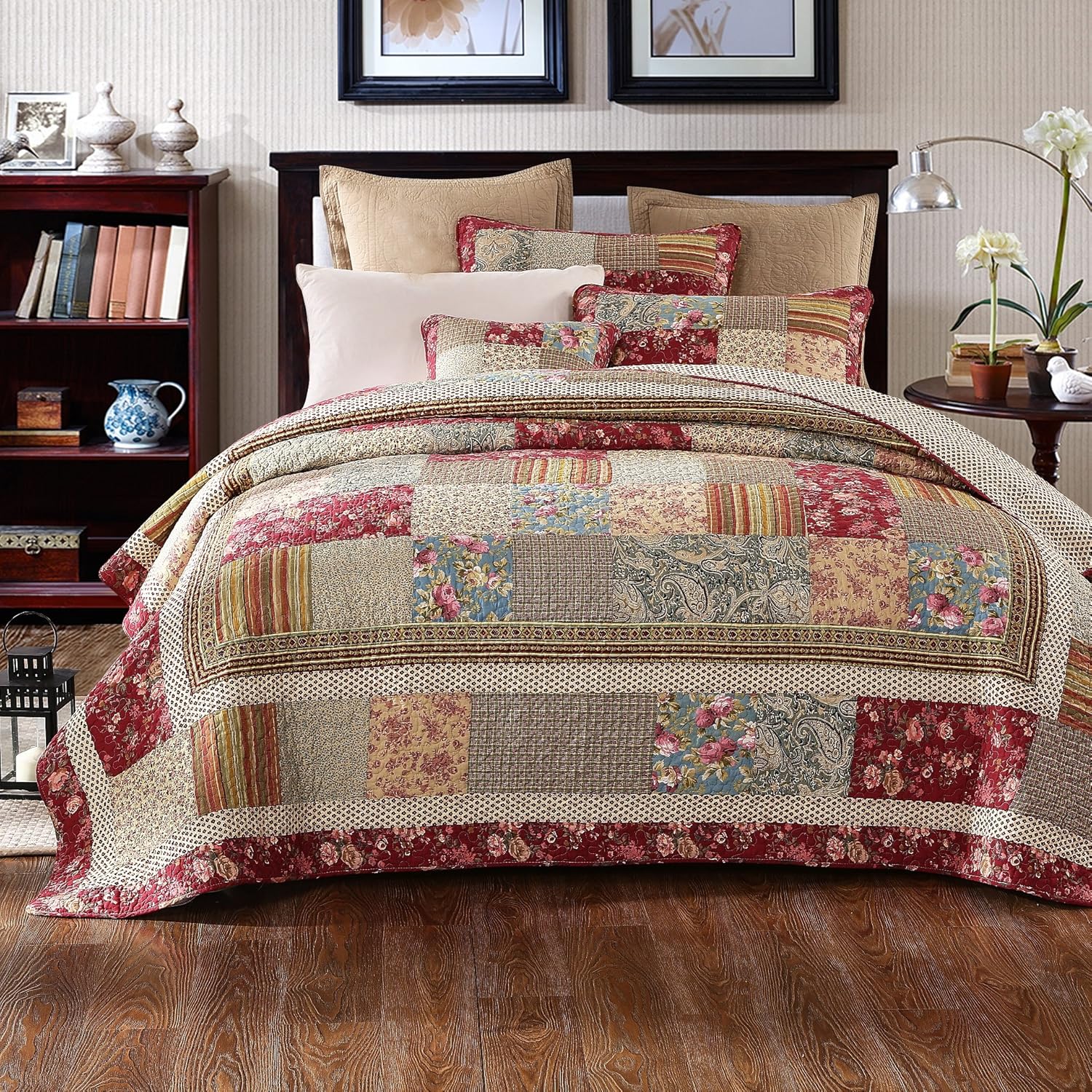 Tache Cotton Patchwork Country Farm Quilt Set Queen