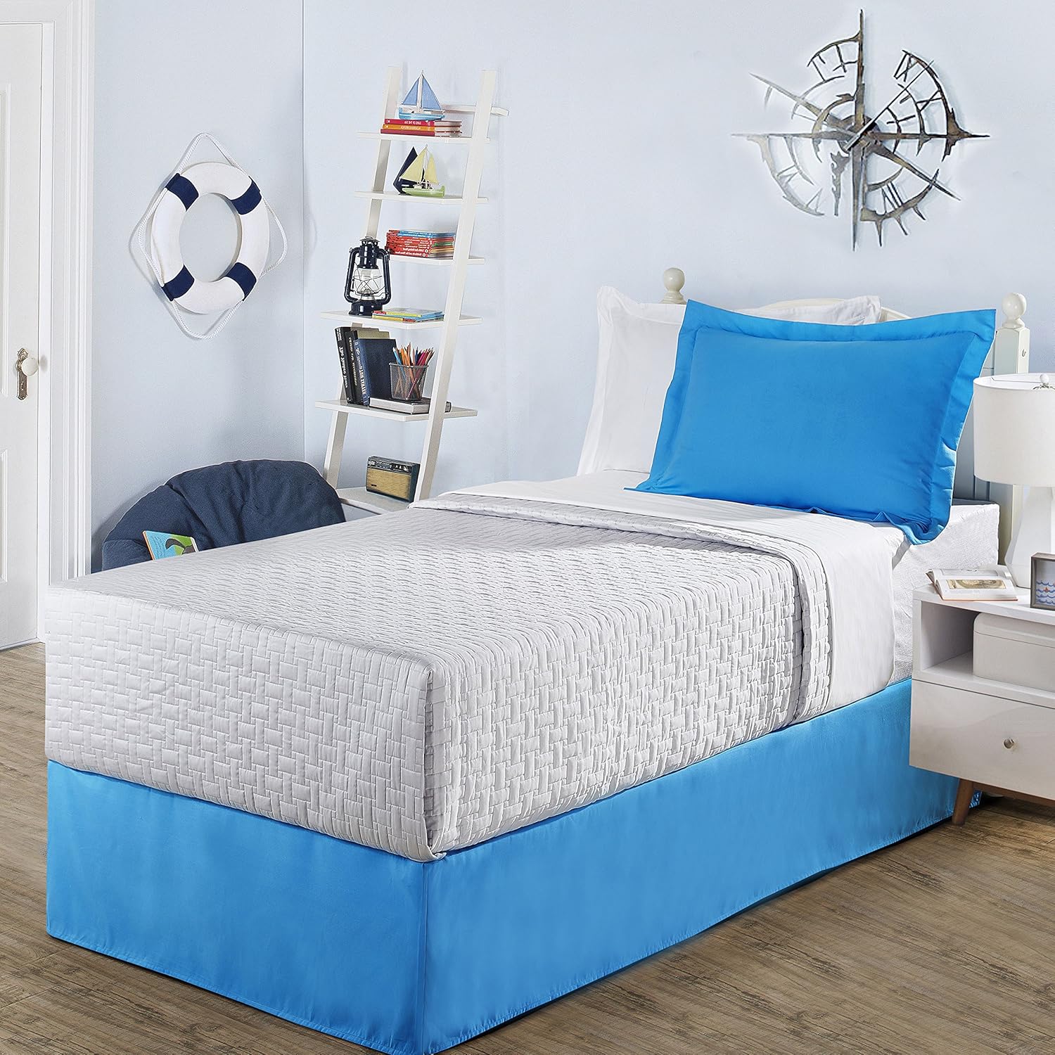 FRESH IDEAS Kids Twin Bed Skirt - Blue 14 Drop