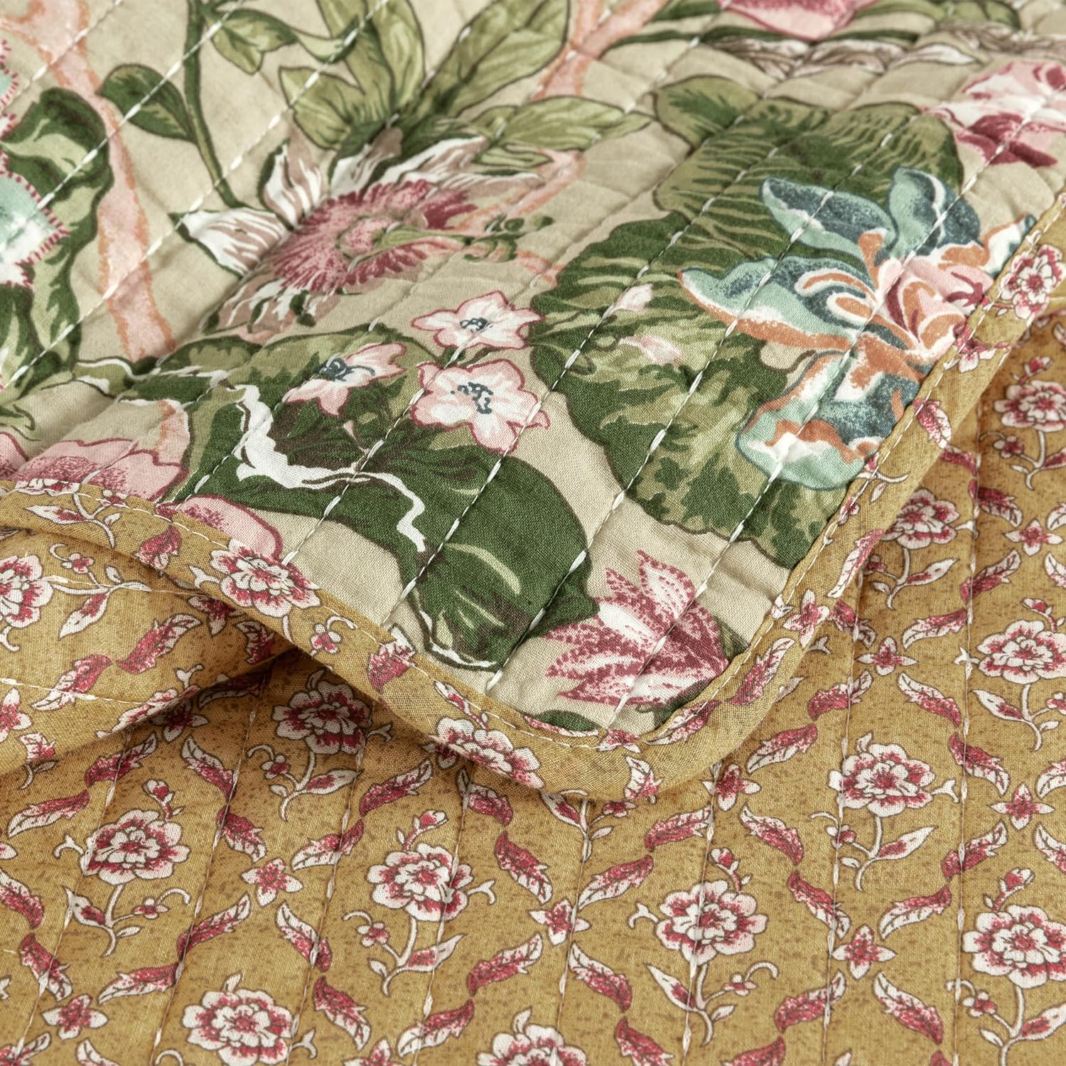 Chezmoi Delaney 3-Piece Floral Patchwork Quilt Set Queen